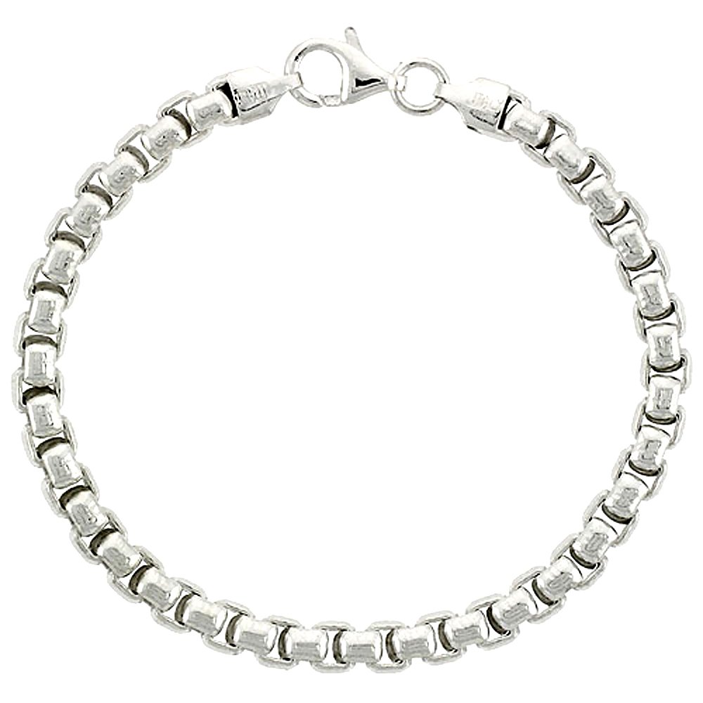 Sterling Silver 5mm Round Box Chain Necklace & Bracelet Set for Men - Heavy Duty Nickel Free Italian Jewelry (7-30 Inch) - Perfect for Gifts, Weddings & Everyday Wear