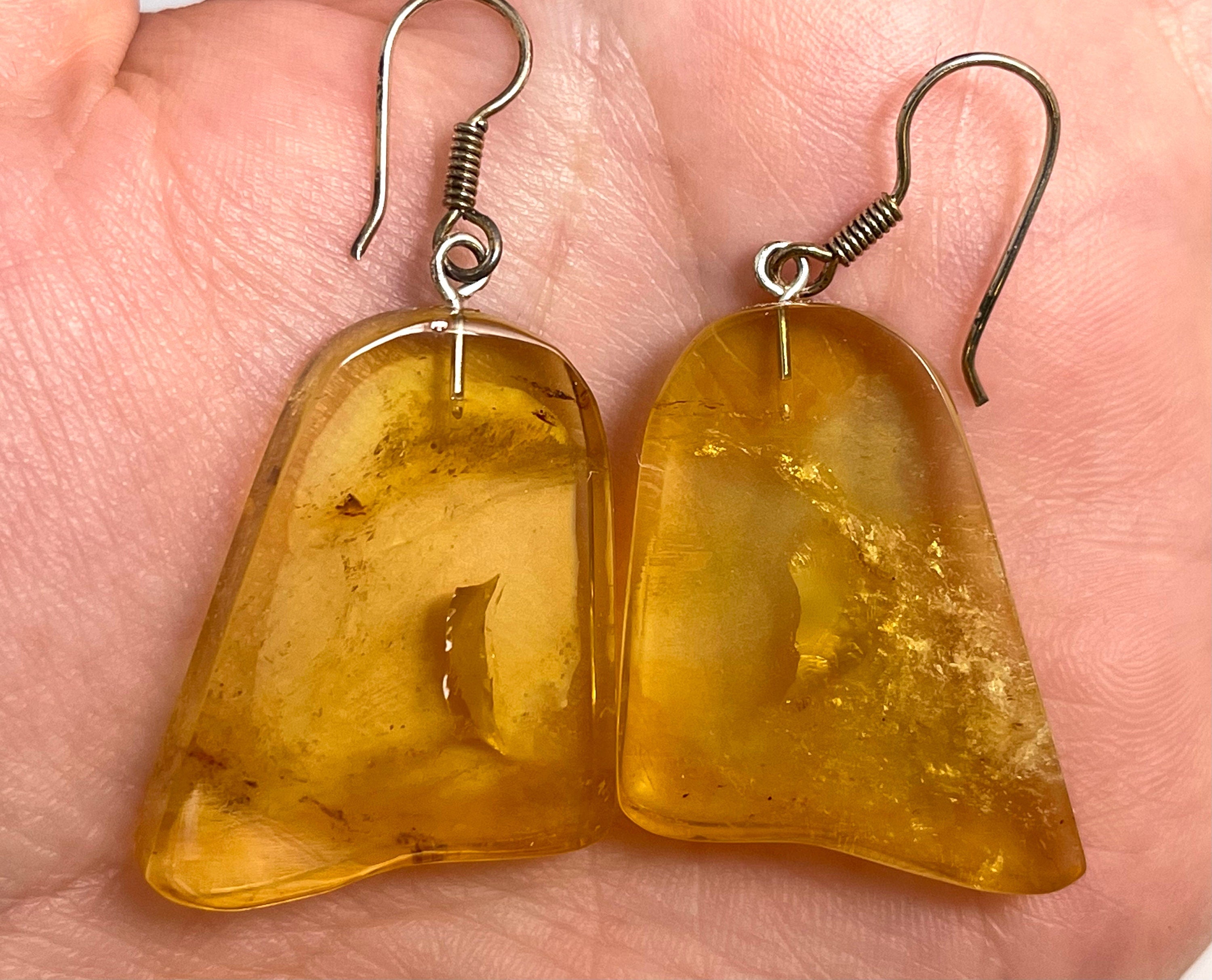 AMBER Crystal Earrings - Handmade Healing Jewelry with Natural Stones | Elegant Dangle Statement Earrings for Women | Perfect for Boho Fashion, Spiritual Healing & Special Occasions