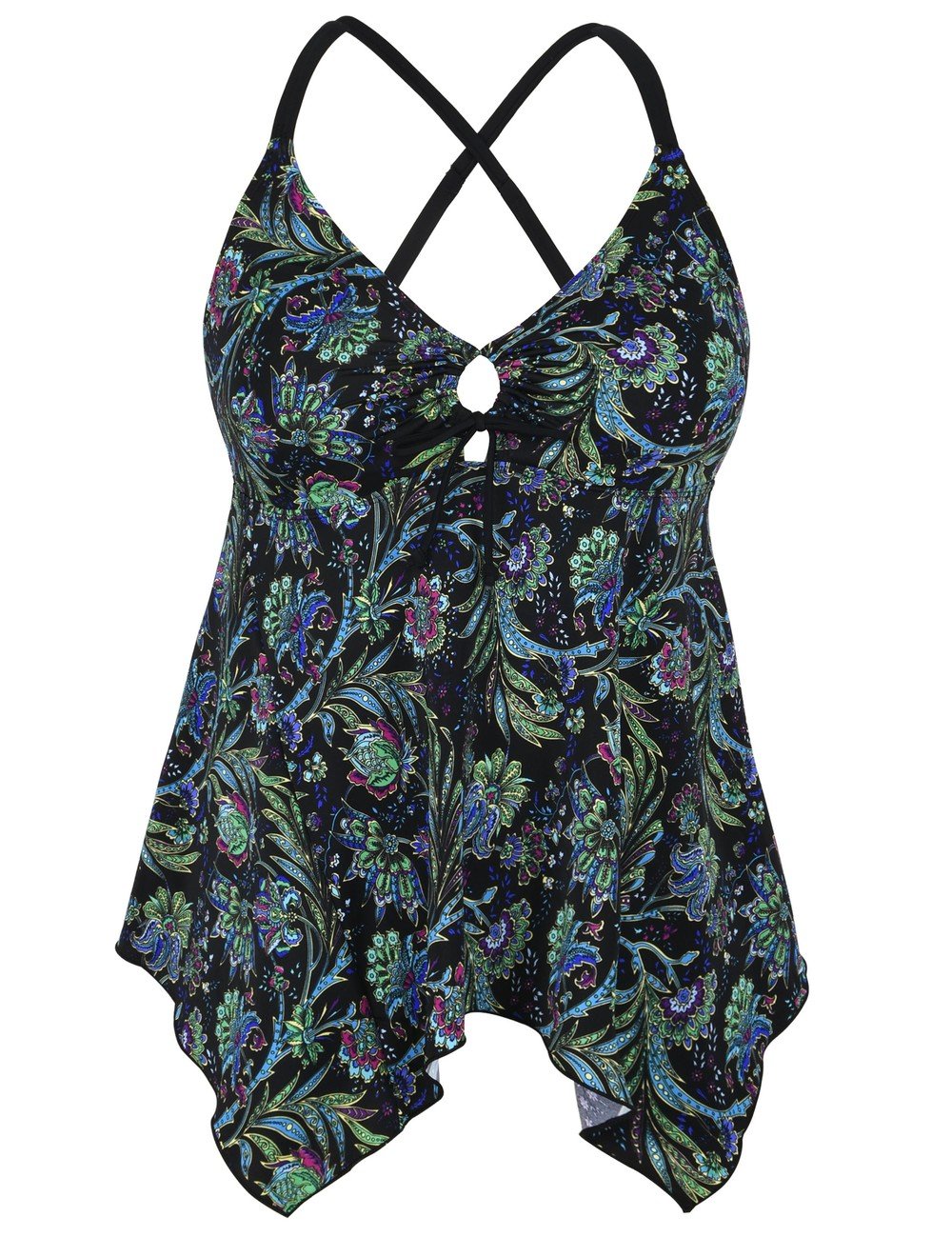 Firpearl Women's Modest Flowy Crossback Tankini Swimsuits - Plus Size Bathing Suit Top for Beach, Pool & Vacation | Comfortable & Stylish Swimwear