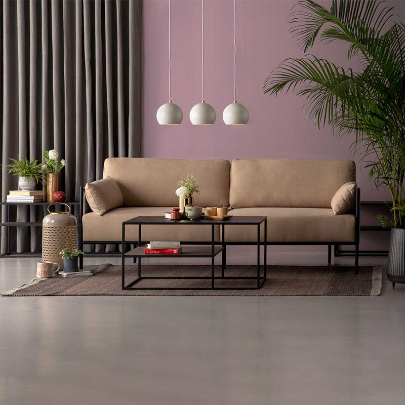 BRADFORD 100cm Coffee Table - Natural & Black Finish Modern Living Room Furniture for Small Spaces & Apartments