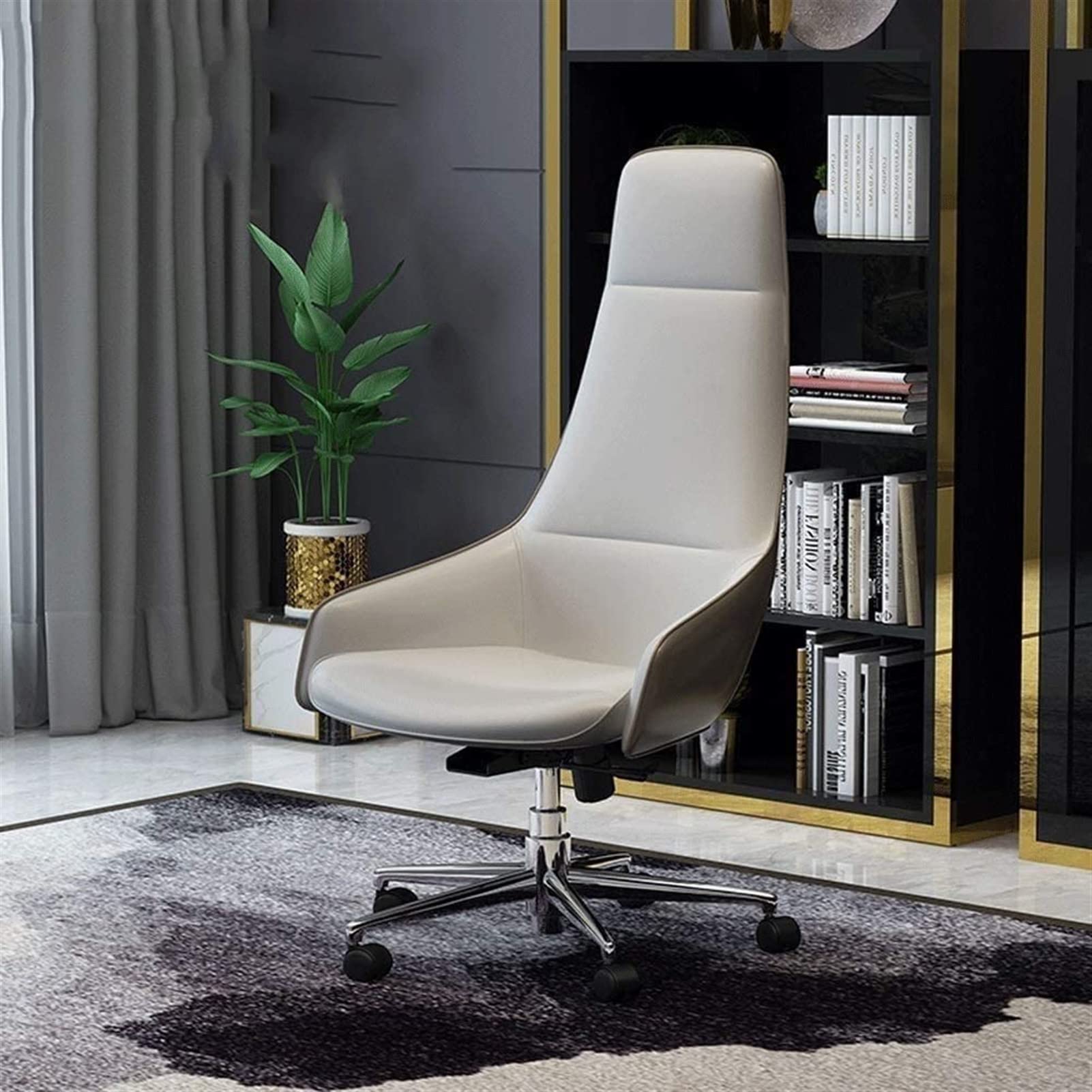 Ergonomic Office Chair - Adjustable Height Swivel Computer Desk Chair with PU Leather Seat & Lifting Mechanism - Perfect for Home Office, Gaming & Workstations (Color: Dark Gray)