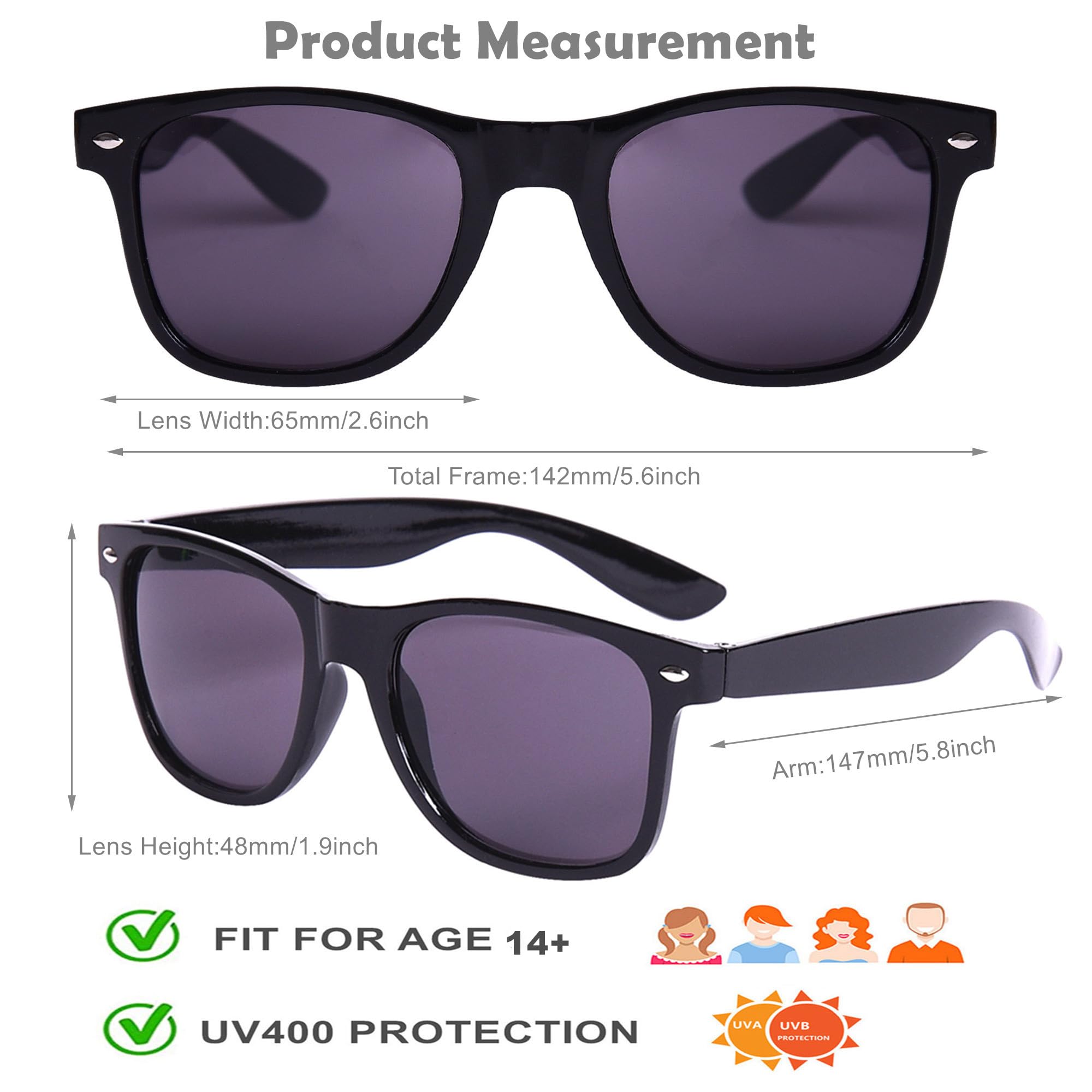 8/12/18 Pack Neon Sunglasses Bulk - Colorful Retro Party Sunglasses Multipack for Men & Women - Perfect for Pool Parties, Festivals & Summer Events