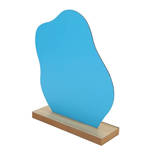 UBERSWEET® Acrylic Desktop Makeup Mirror with Wooden Base - Lightweight Aesthetic Vanity Mirror for Home & Travel | Perfect for Dressing Table, Bathroom & Portable Beauty Use