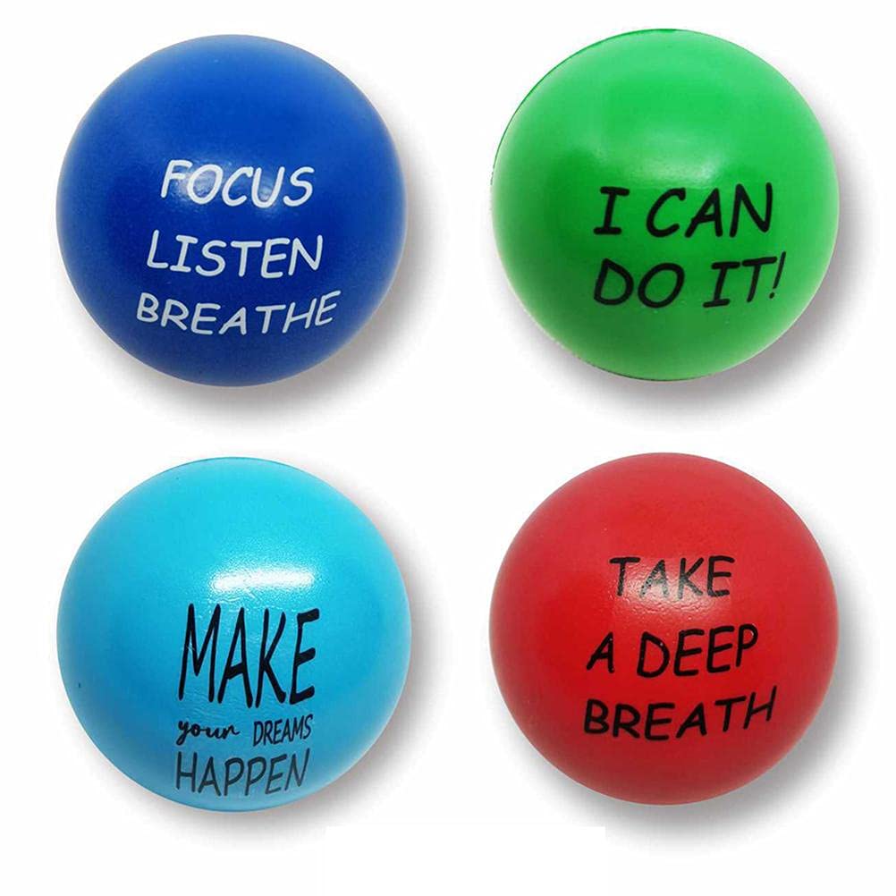 Stress Balls with Motivational Quotes - Hand Exercise Toys for Kids & Adults - Relieve Anxiety at Home & Office