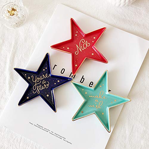 Stephanie Imports Star-Shaped Ceramic Trinket Plate - Decorative Jewelry Dish for Rings, Earrings & Small Accessories - Perfect for Vanity, Dresser & Bathroom Organization