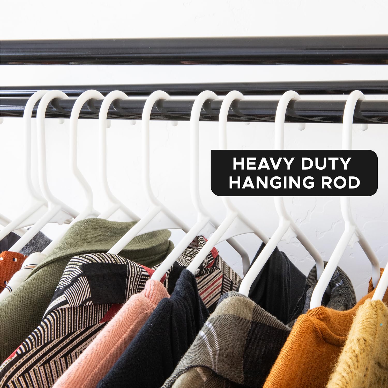Premium Heavy Duty Portable Wardrobe Closet with Metal Hanging Rod & Black Cover - 50 lb Capacity - Easy No-Tool Assembly - Perfect for Travel, Camping, Dorm Rooms & Temporary Storage