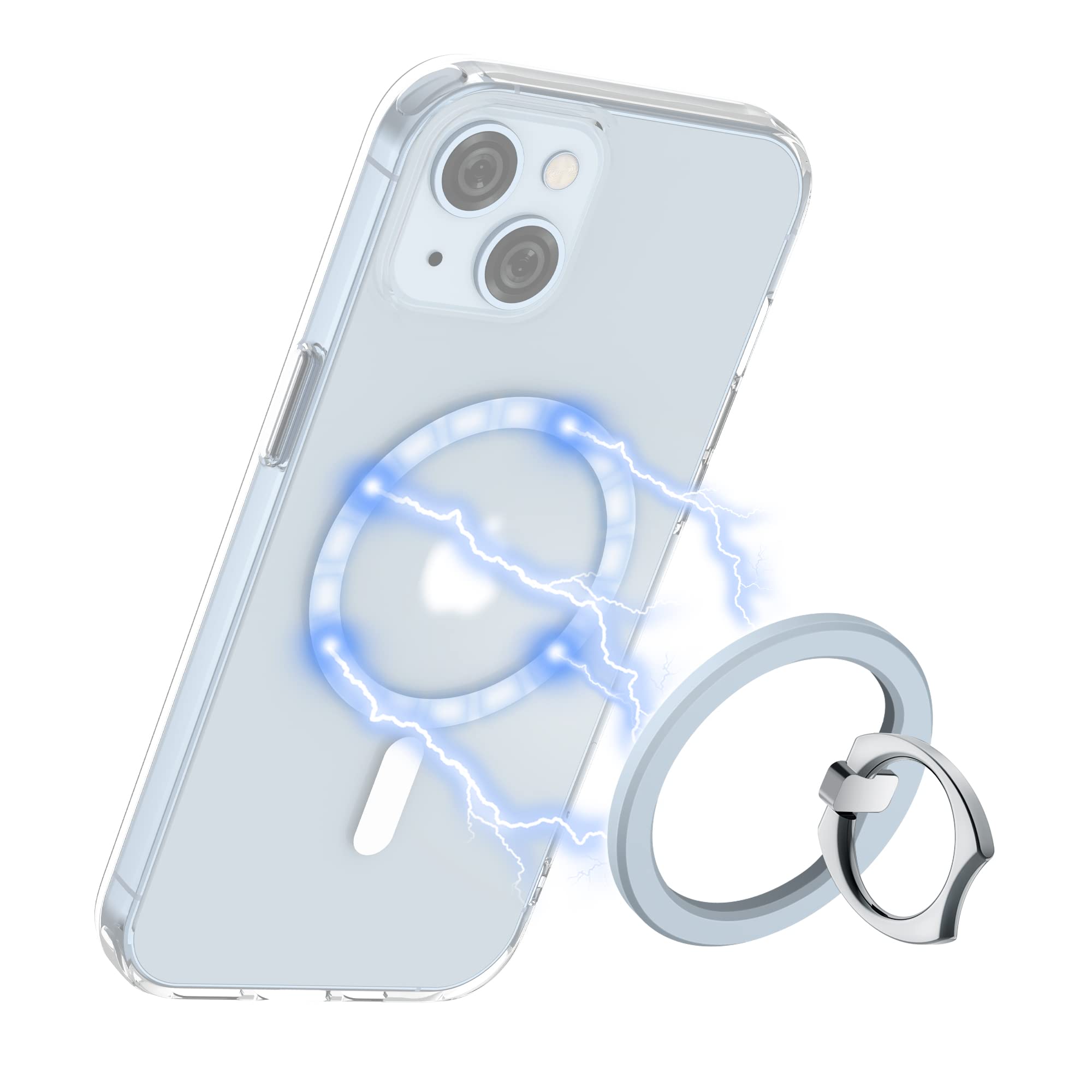 PROfezzion MagSafe Ring Holder - Magnetic Phone Grip Compatible with iPhone 15/14/13/12 Series (15 Plus/Pro Max, 14 Plus/Pro Max, 13 Pro Max) & MagSafe Cases - Secure Car Mount & One-Hand Use - Blue