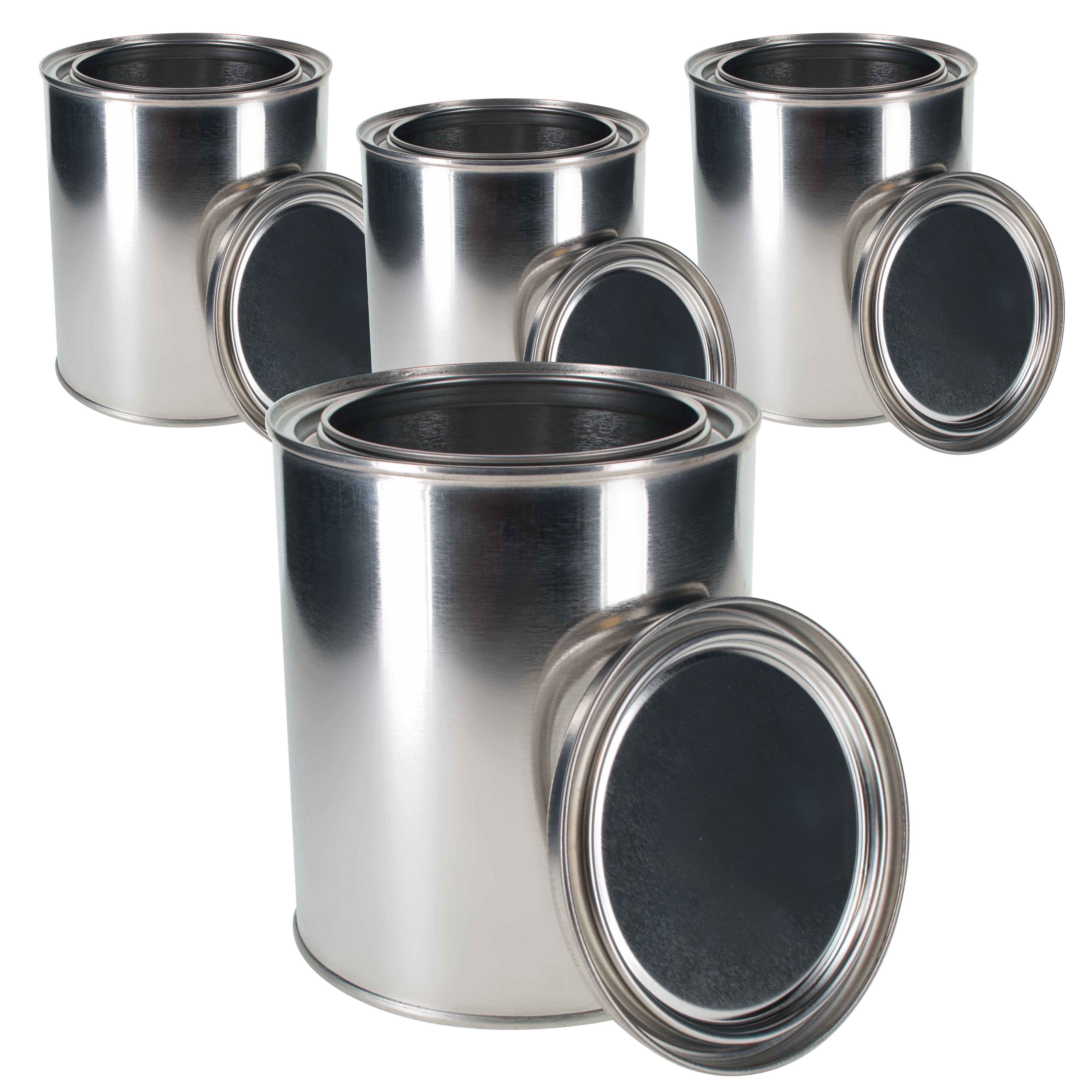 1 Quart (32 oz) Empty Metal Paint Can with Triple Tight Seal Lid - Pack of 4 | Unlined Steel Storage Container for Oil-Based Paint, Automotive Fluids & Art Supplies | Ideal for Paint Storage, DIY Projects & Workshop Organization