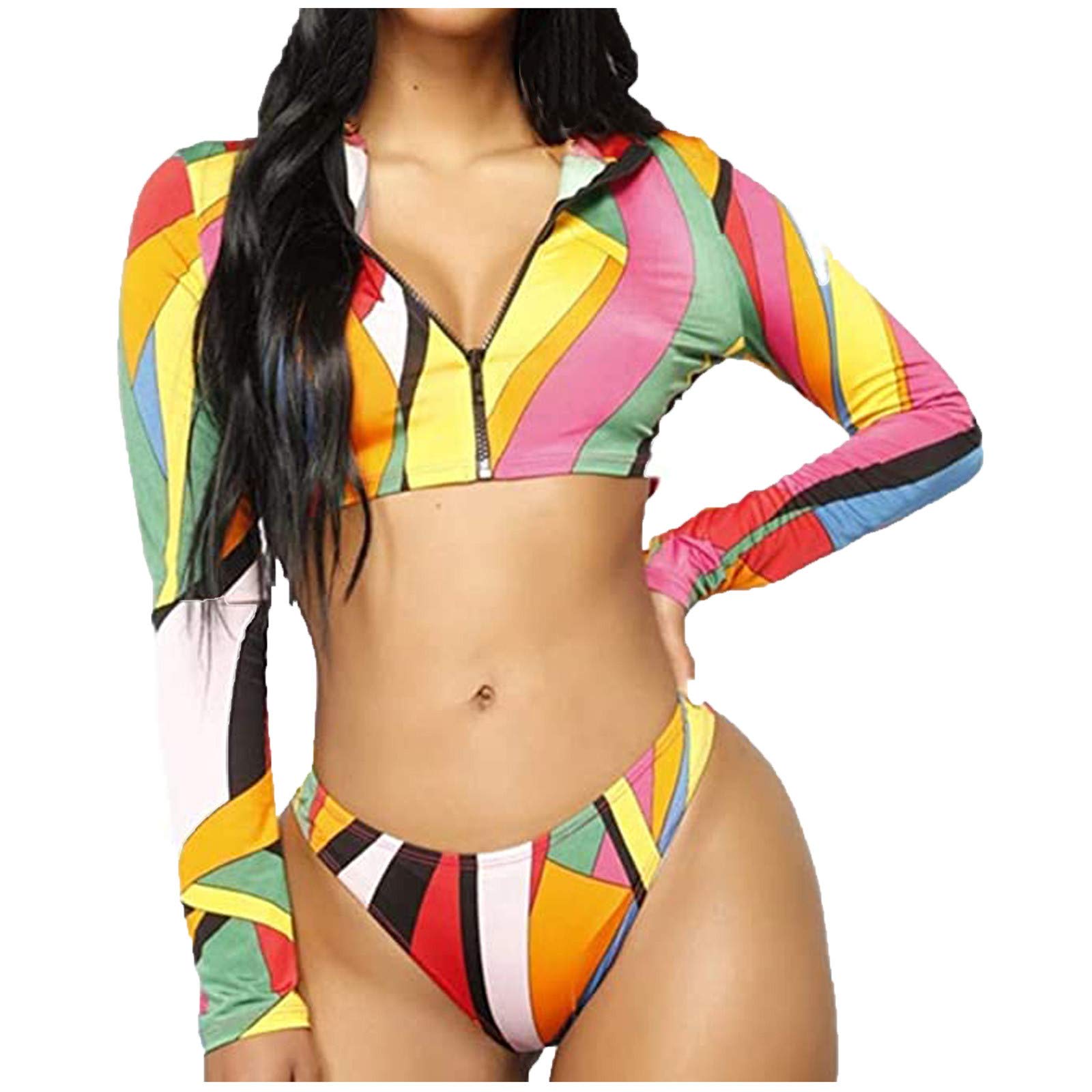 Women's Long Sleeve Swimsuits - V Neck Wrap Rash Guard Swimsuit & Bikini Set | UPF 50+ Sun Protection, Quick Dry Two Piece Bathing Suit for Beach, Pool, Surfing & Water Sports