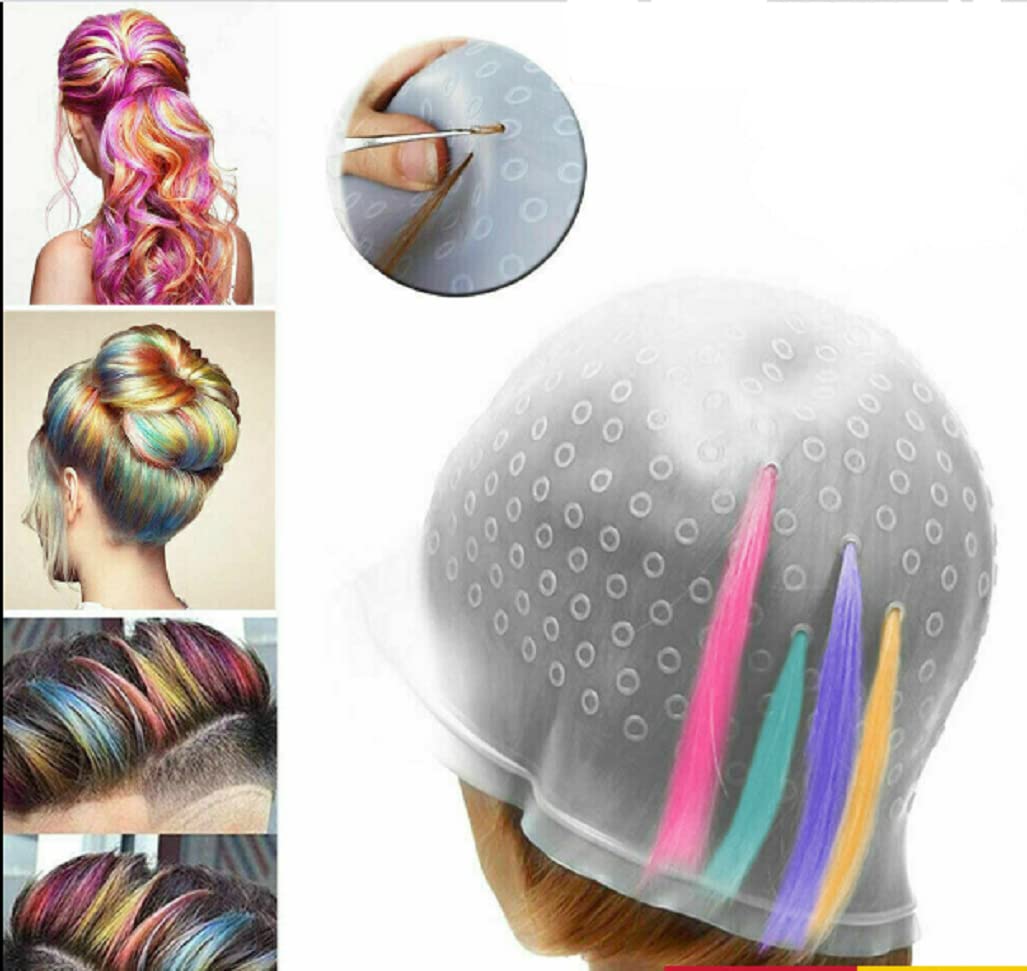 Professional Salon Silicone Hair Highlighting Frosting Cap with Free Hook - Perfect for DIY Balayage, Ombre & Foil Highlights at Home