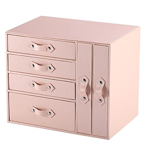JJZXC Large Capacity Leather Jewelry Box Organizer - Multi-Layer Watch, Earring & Ring Storage Drawer Case - Perfect for Desktop, Travel & Gift Giving