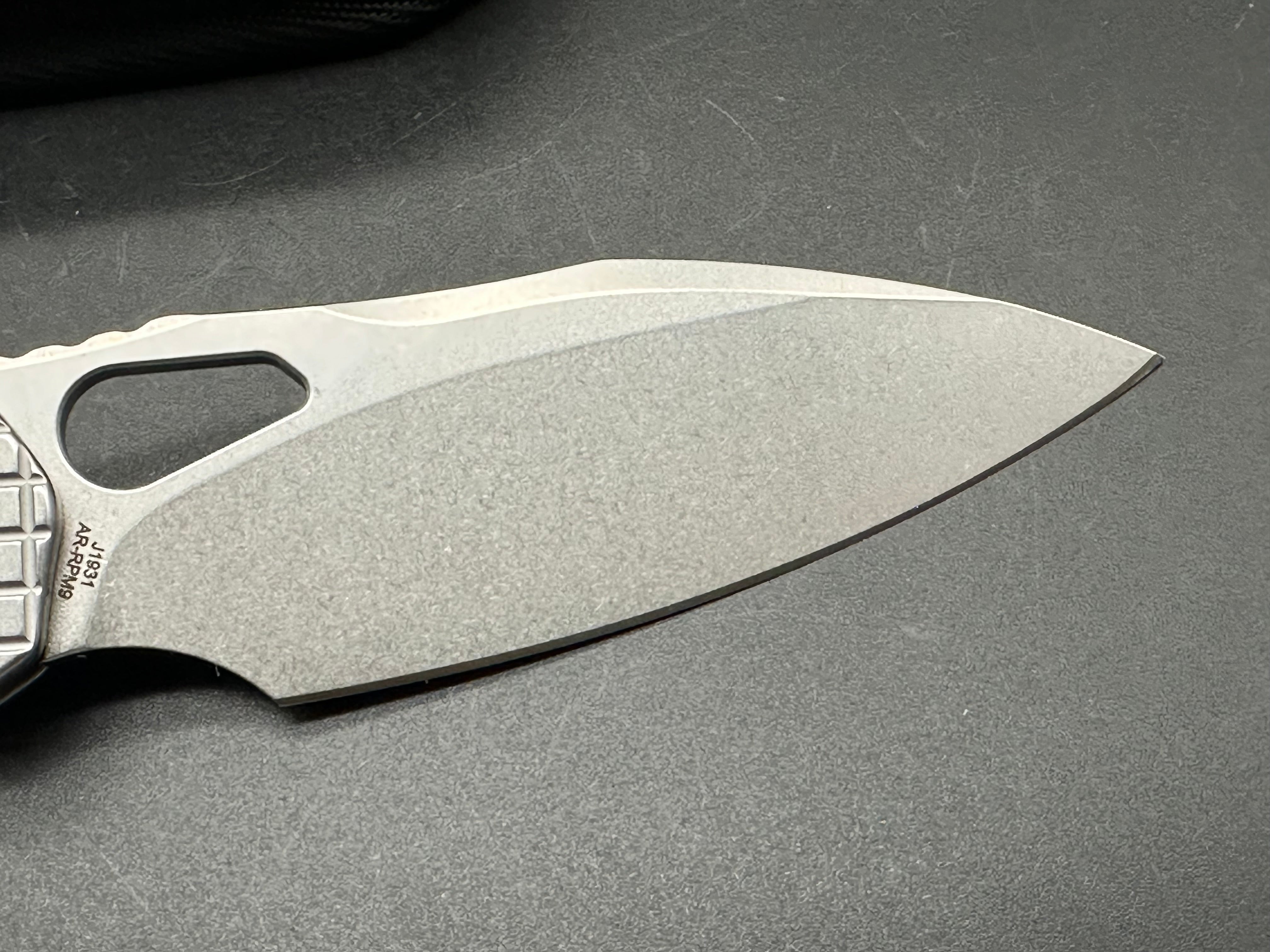 CJRB Frack Pocket Knife - Stainless Steel Handle, AR-RPM9 Blade, Button Lock (Model J1931 FST) - EDC, Outdoor, Camping & Survival Knife