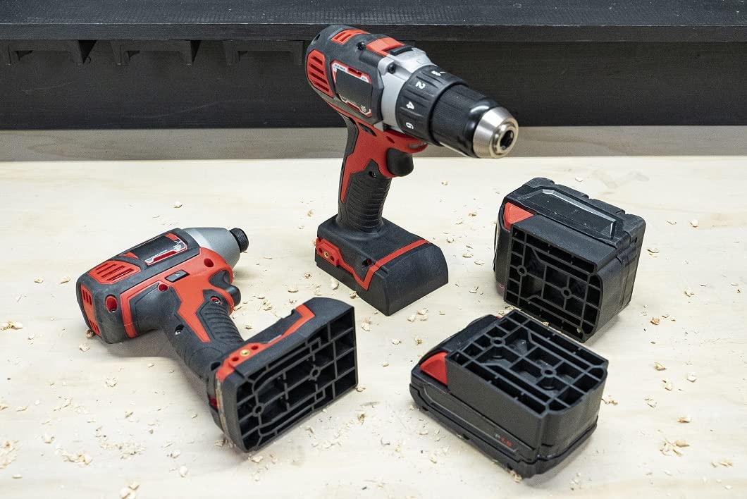 Milwaukee M18 Tool & Battery Organizer - 18pc Combo (9 Tool Holders + 9 Battery Holders) | Heavy-Duty Wall Mount for Workshop & Garage | Made in USA with Screws Included | Perfect for Milwaukee M18 Power Tools Storage & Organization