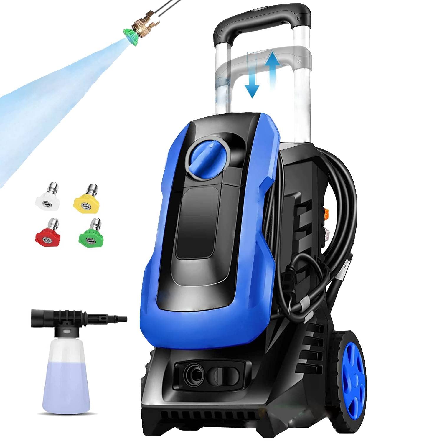 TEANDE TP5275 Electric Pressure Washer 1800 PSI - Portable Power Washer with 4 Quick-Connect Nozzles & Foam Cannon - Ideal for Car Washing, Fence Cleaning, Patio & Driveway Maintenance - Perfect for Home, Garage & Outdoor Deep Cleaning