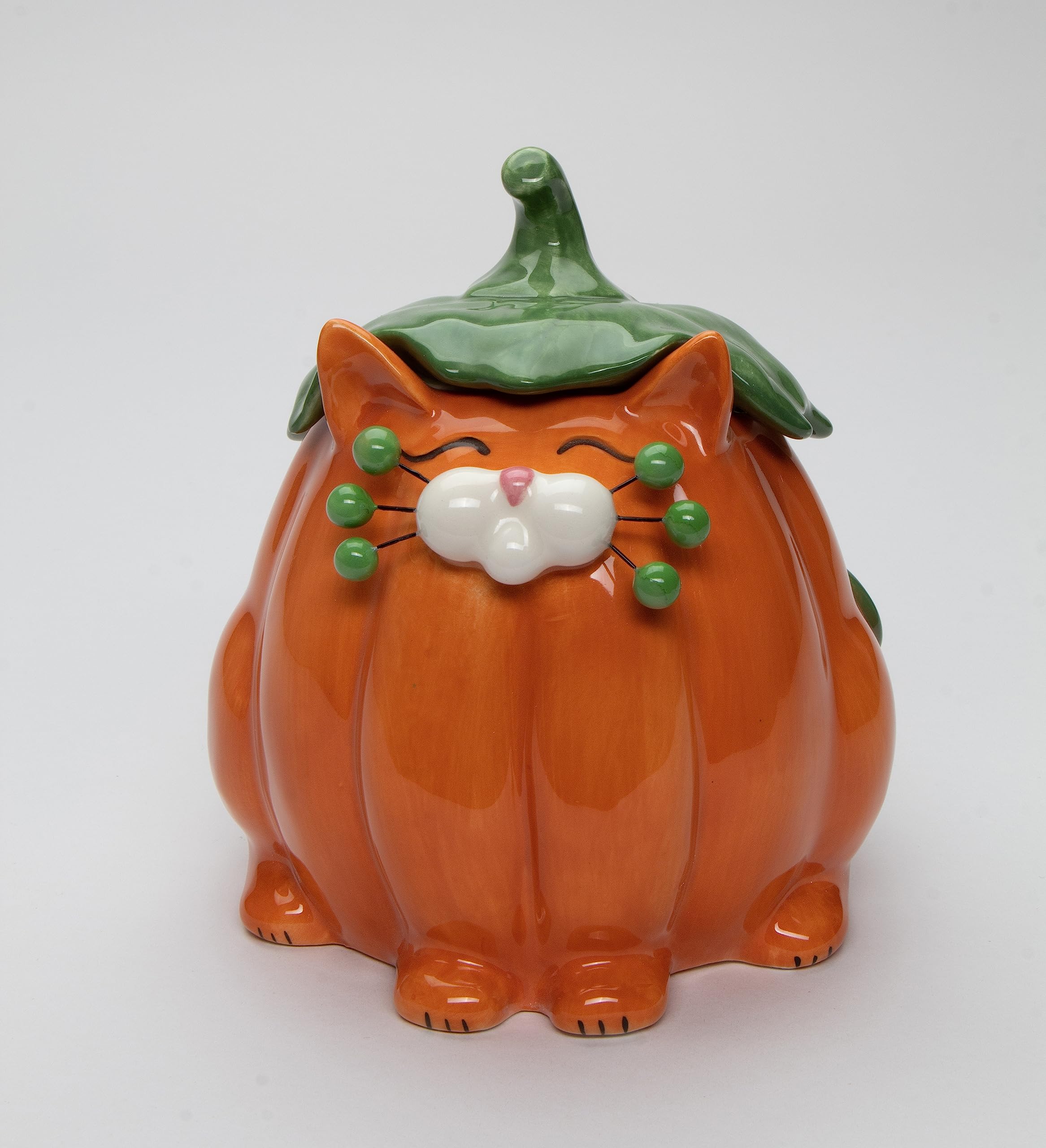 Premium Ceramic Whisker-Friendly Pumpkin Cat Treat Bowl - 7.25 Inch Height - Perfect for Halloween, Thanksgiving & Everyday Pet Snacks