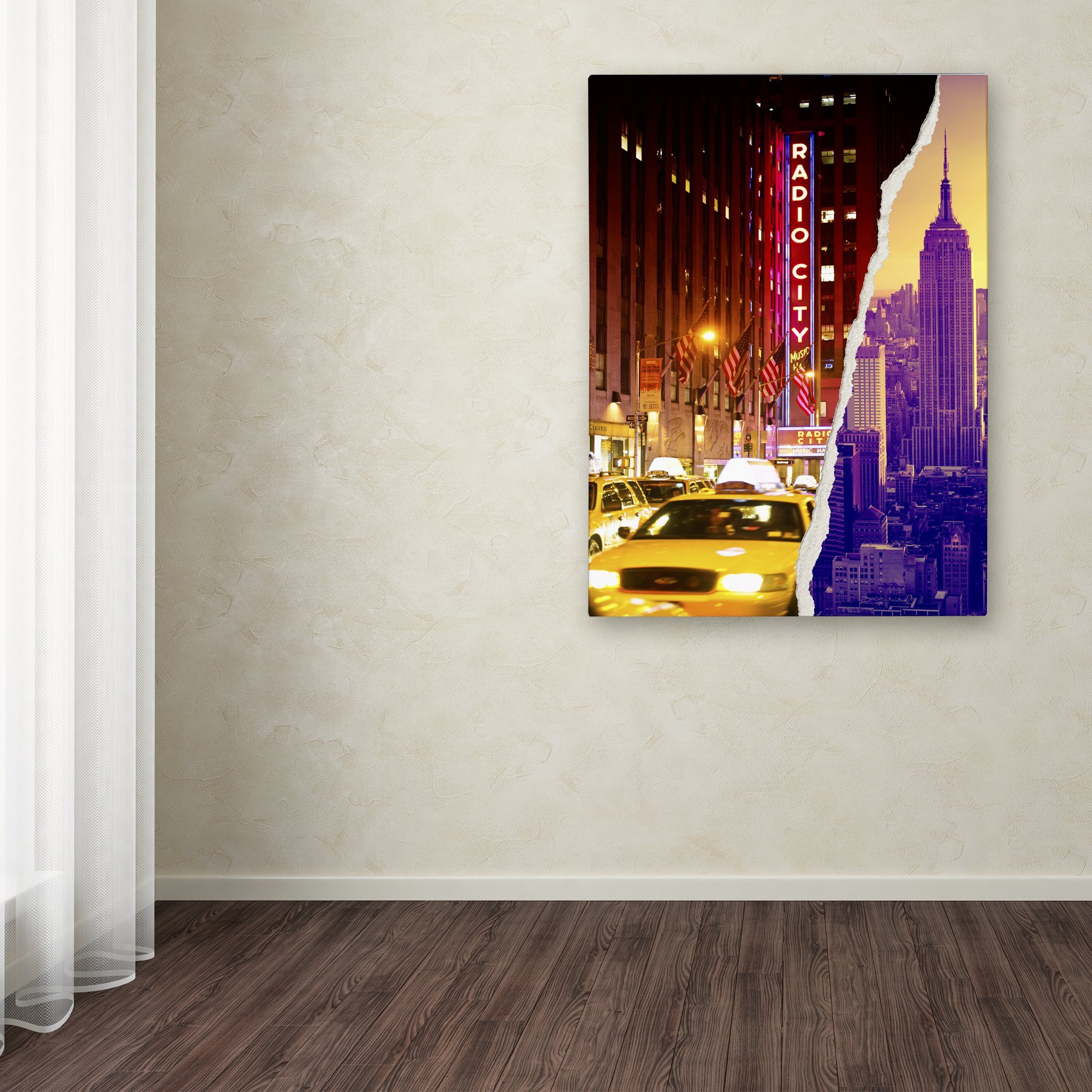Philippe Hugonnard Manhattan Skyline Wall Art Print - 35x47 Inches Framed Canvas, New York City Decor for Living Room & Office