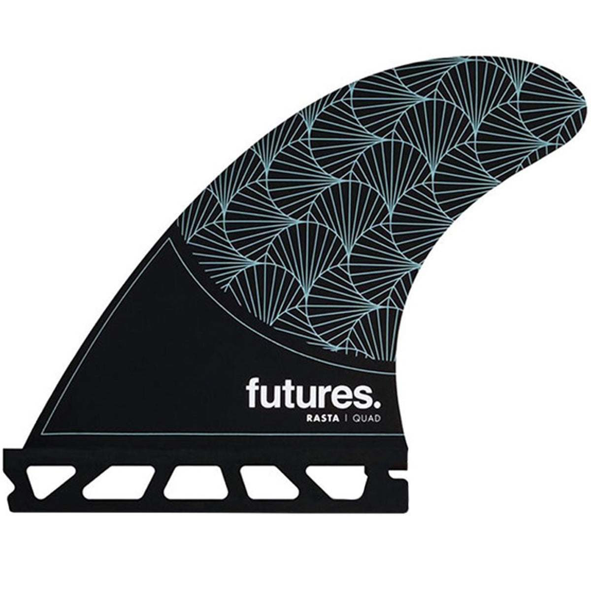 Futures QUAD Rasta Quad HC Surfboard Fins - Black/Teal - High Performance Surfing Fins for Shortboards & Fish Surfboards - Perfect for Beach Waves & Tropical Surfing