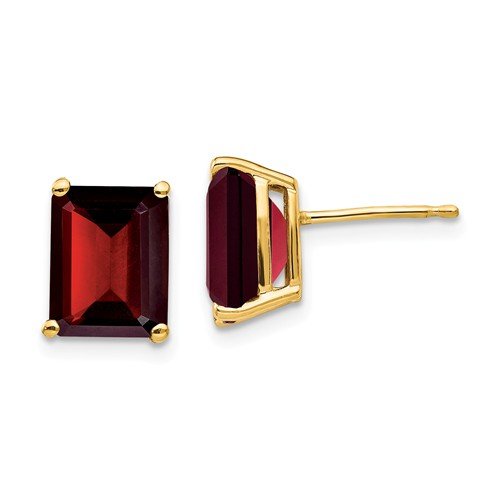 14K Yellow Gold 5.00 CTW Emerald Cut Garnet Stud Earrings for Women - Elegant Jewelry Gift for Anniversary, Birthday & Special Occasions