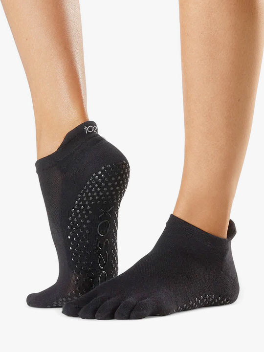 ToeSox Tec Full Toe Low Rise Grip Socks - Non-Slip Yoga & Pilates Socks for Women - Perfect for Barre, Dance, and Fitness Workouts