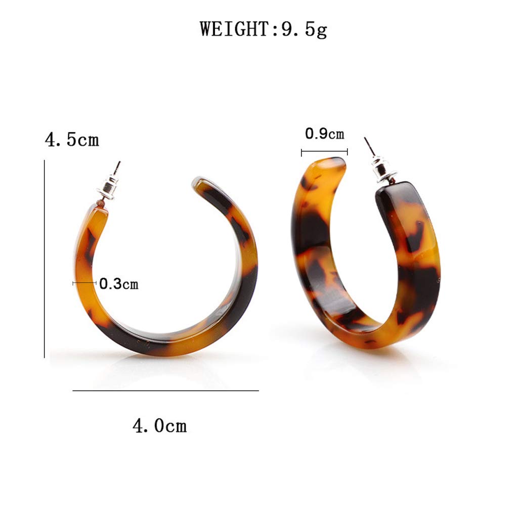 Stylish Mottled Resin Hoop Earrings for Women - Leopard Print Round Acrylic Drop Dangle Earrings, Tortoise Shell Fashion Jewelry - Perfect for Casual Wear, Parties & Gift Giving