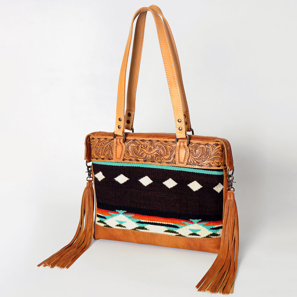 Genuine Leather Western Handbag for Women - American Darling Hand Tooled Saddle Blanket Purse - Perfect for Cowgirl Style, Rodeo Events & Country Fashion