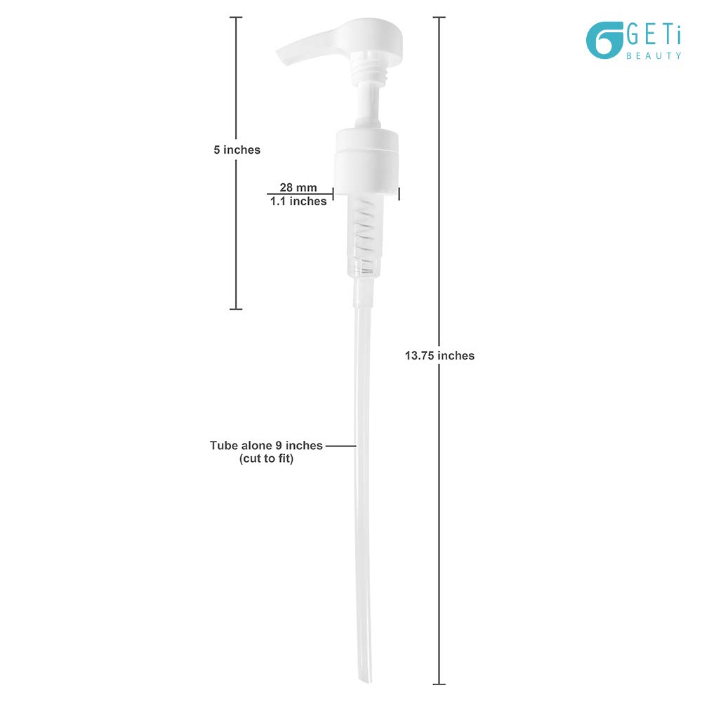 Geti Beauty Salon 12-Pack Shampoo Dispenser Pump (33.8 oz/1 Liter) - Universal Fit for Shampoo & Conditioner Bottles - Non-Slip Notch Design - 28/410 4cc - Perfect for Salons, Spas & Home Bathroom Organization