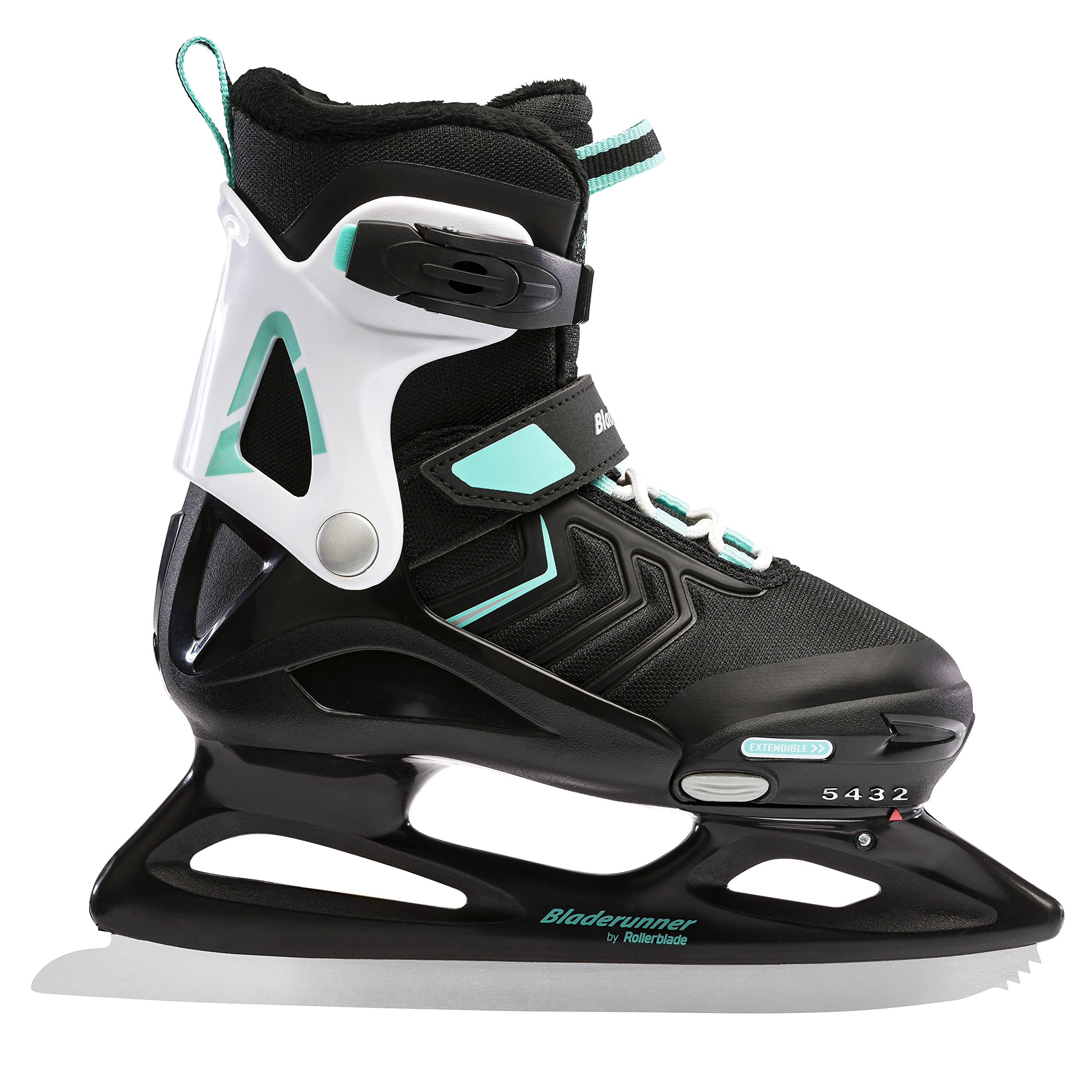 Rollerblade Bladerunner Ice XT Adjustable Girls' Ice Skates - Black & Teal - Perfect for Junior Figure Skating & Recreational Ice Skating