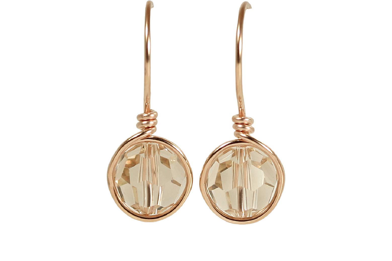 Rose Gold Earrings with Silk Crystals - Handmade Jewelry for Party & Wedding