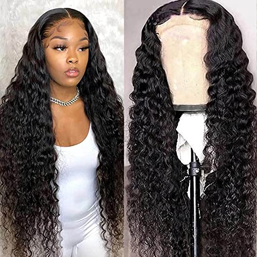 Brazilian Deep Wave Lace Front Wig 16 Inch Human Hair - 4x4 Closure, 180% Density, Pre-Plucked for Black Women | Natural Look for Daily Wear, Parties & Special Occasions