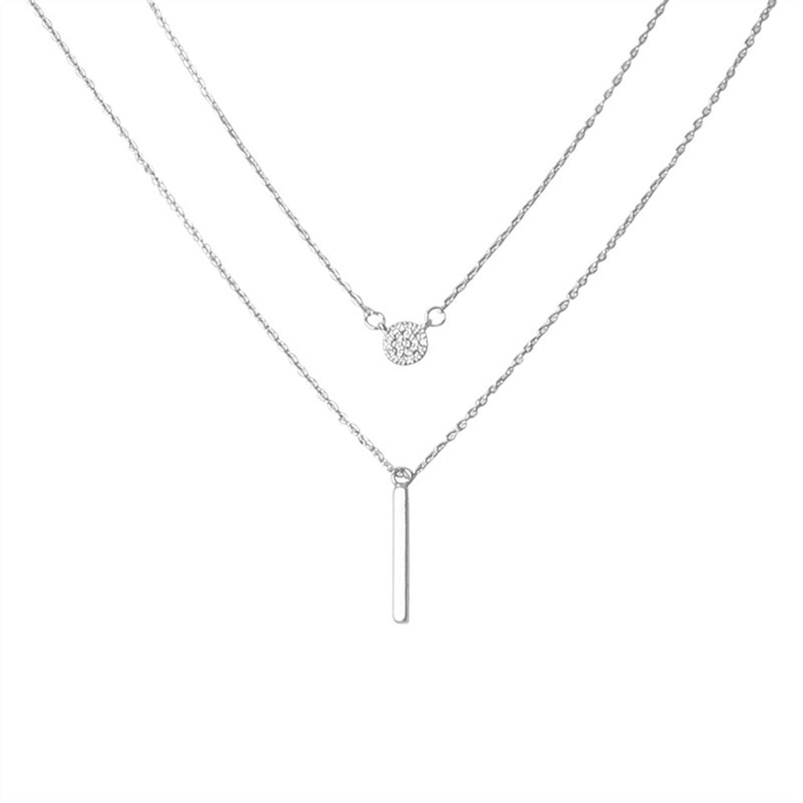TOMYEUS Double Layered 925 Silver Necklace for Women - Elegant Clavicle Chain Jewelry Gift for Girlfriend, Wife, Mom | Perfect for Date Night, Anniversary, Birthday & Everyday Wear