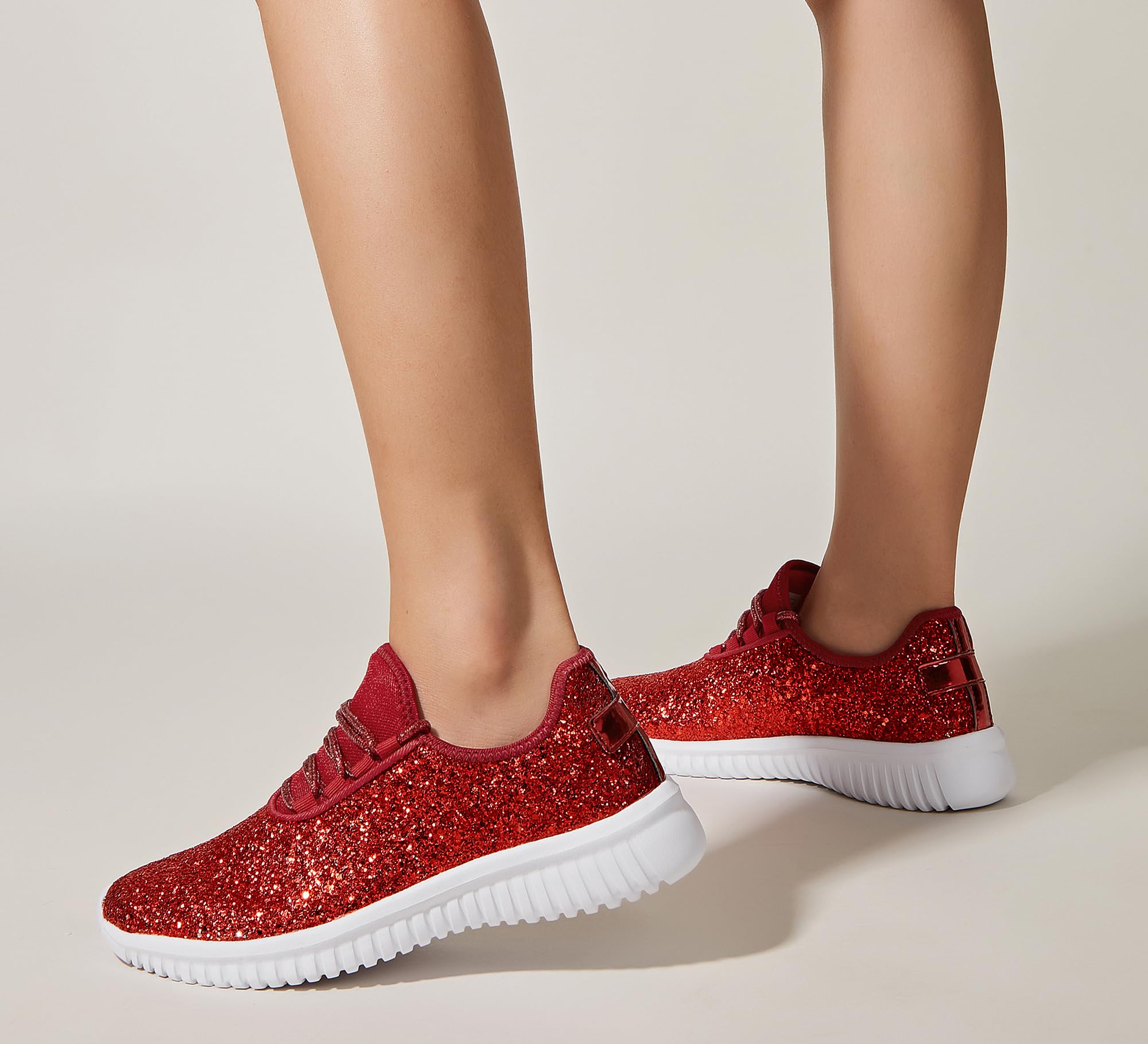 K KIP WOK Women's Fashion Glitter Sneakers - Slip On Running Shoes, Lightweight Tennis Walking Shoes for Women | Perfect for Gym, Workout, Casual Wear & Daily Walking