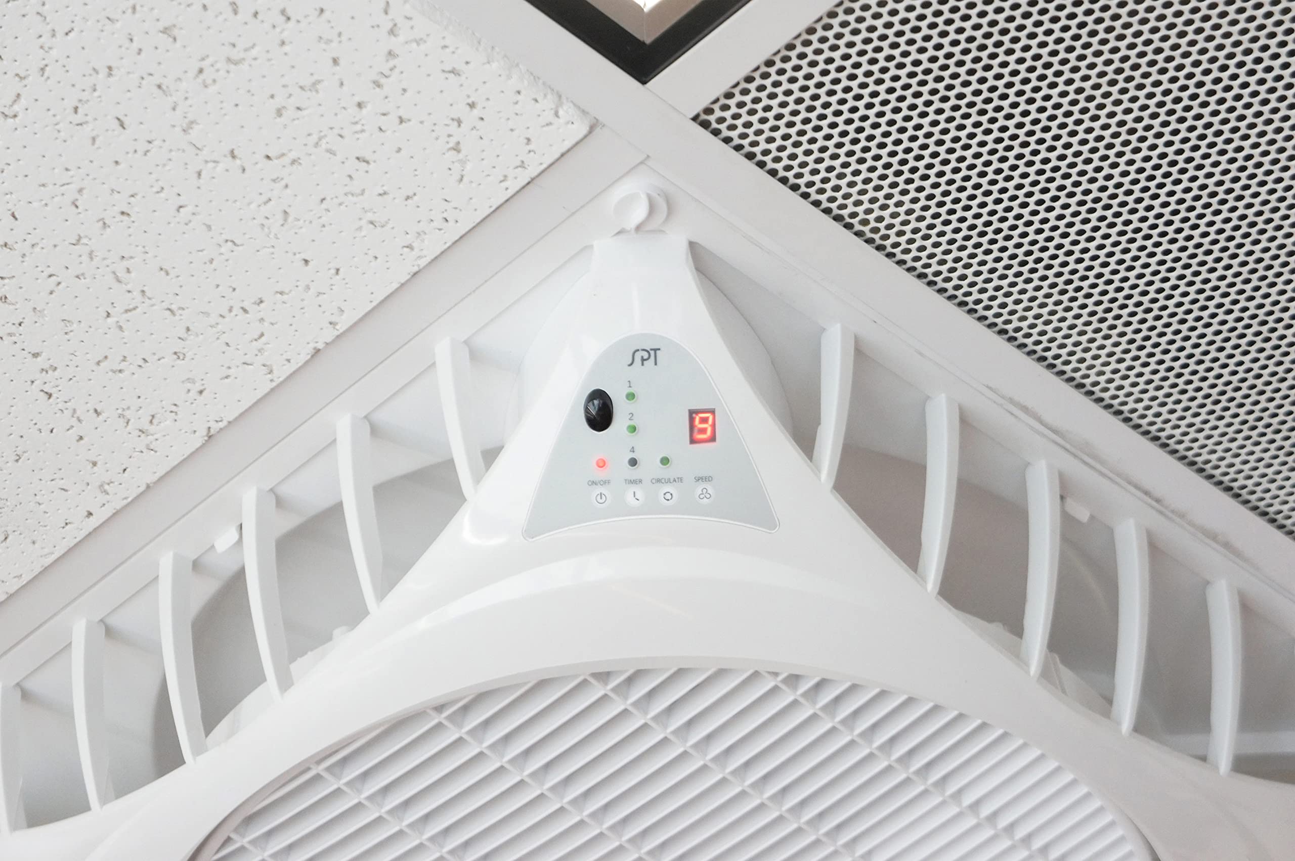 SPT SF-1691CB: 16 Inch White DC Motor Drop Ceiling Fan with Remote Control - Perfect for Bedrooms, Kitchens, and Small Spaces