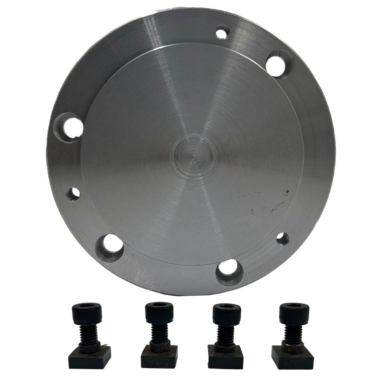 High-Quality Tool Steel Back Plate for Rotary Tables - 125mm Diameter with 95mm Recess - Includes 3 T-Nuts & Bolts - Perfect for Mounting Chucks in Precision Engineering & Machining Applications