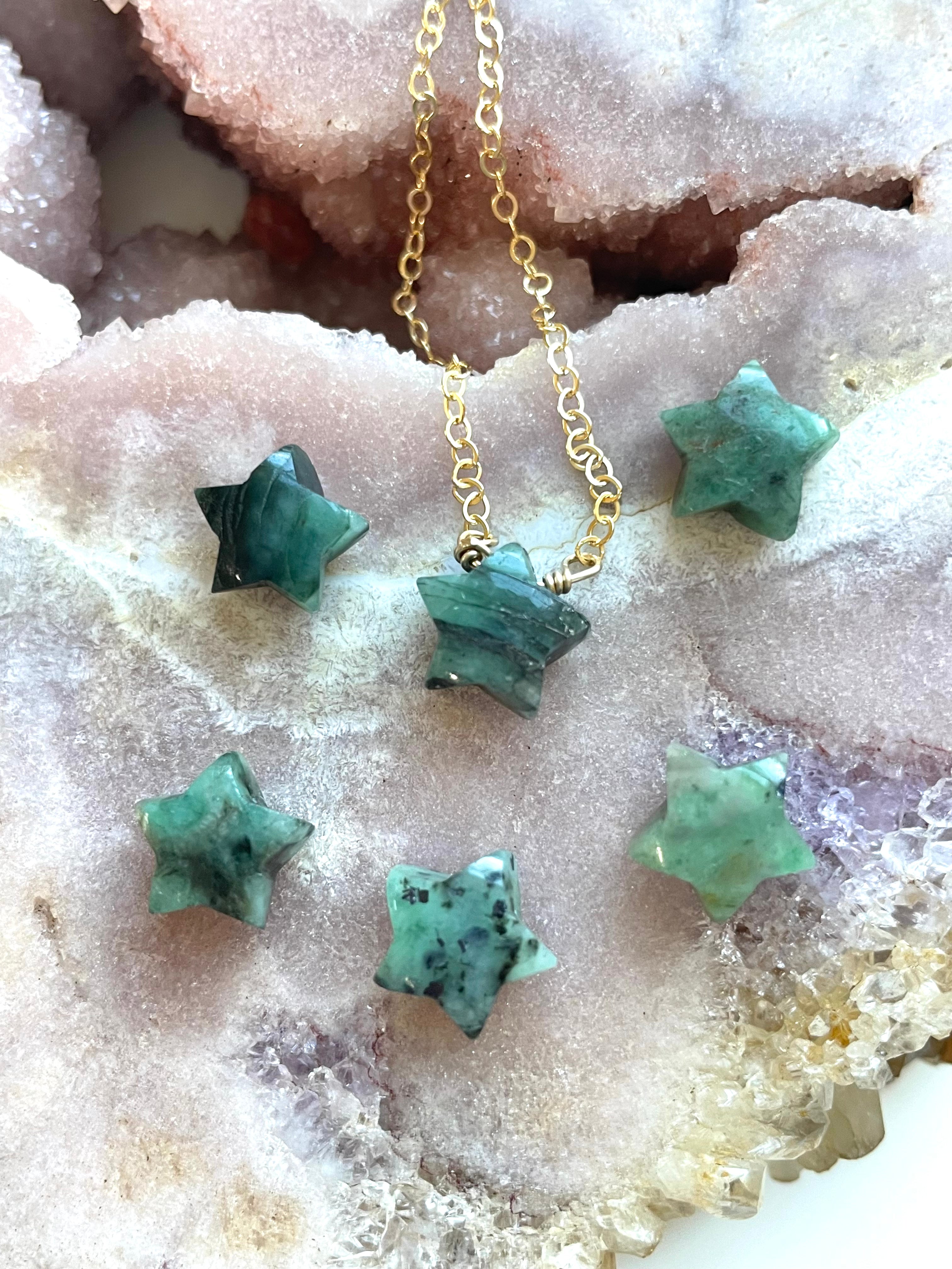 Emerald Star Pendant Necklace - 14K Gold Plated Elegant Jewelry for Women - Perfect Gift for Birthday, Anniversary & Valentine's Day - Ideal for Parties, Weddings & Special Occasions