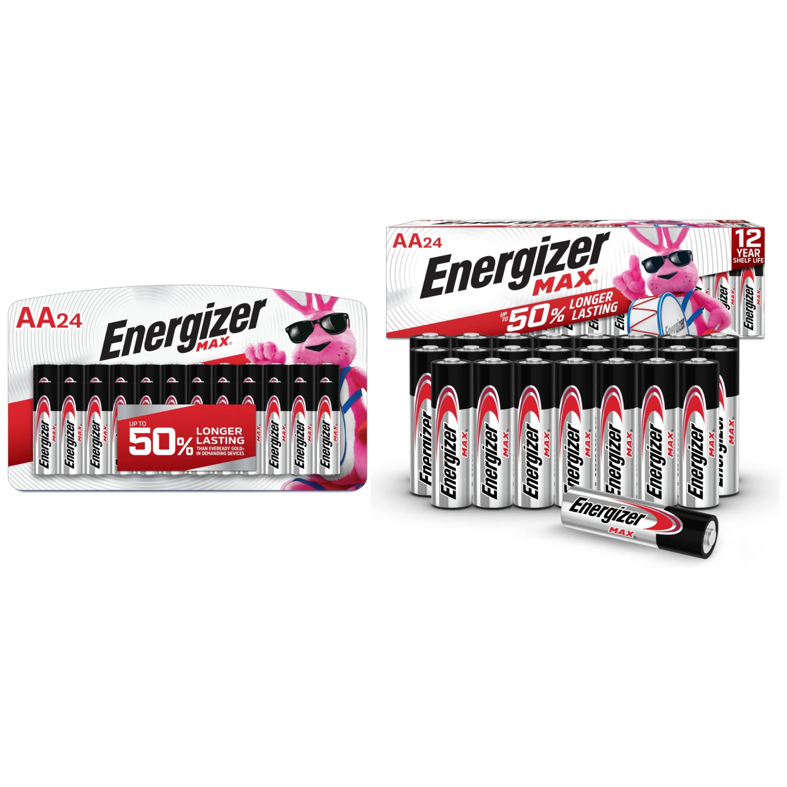 Energizer AA and AAA Batteries 48-Count Variety Pack (24 Max AA + 24 Max AAA) - Long-Lasting Power for Toys, Flashlights, Remote Controls & Electronics