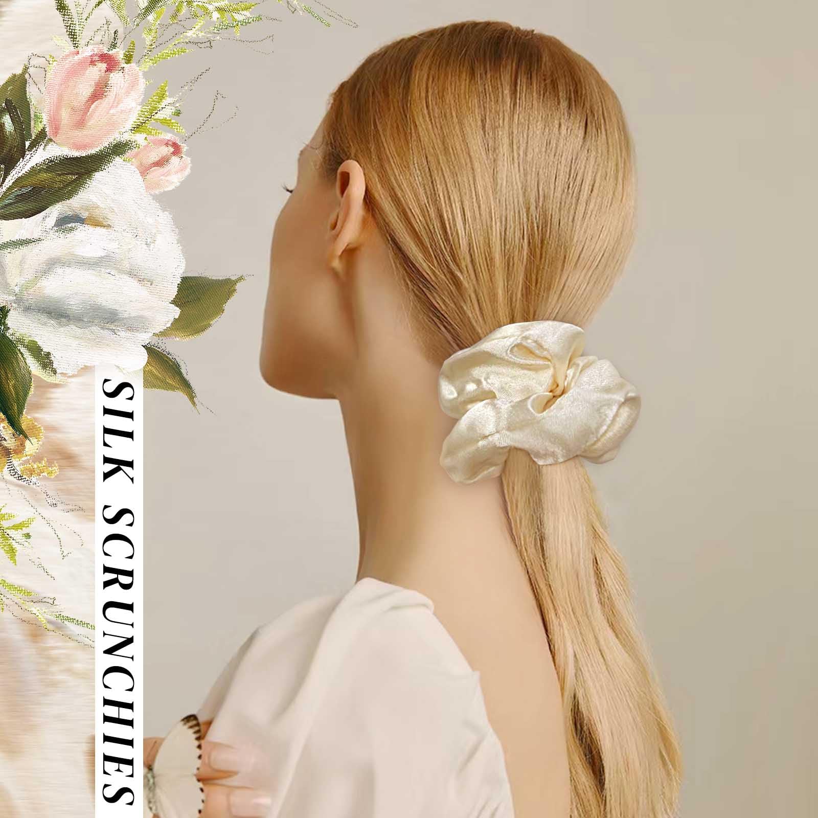 Silk Scrunchies for Women - 12 Pcs Satin Hair Ties for Ponytail & Bun