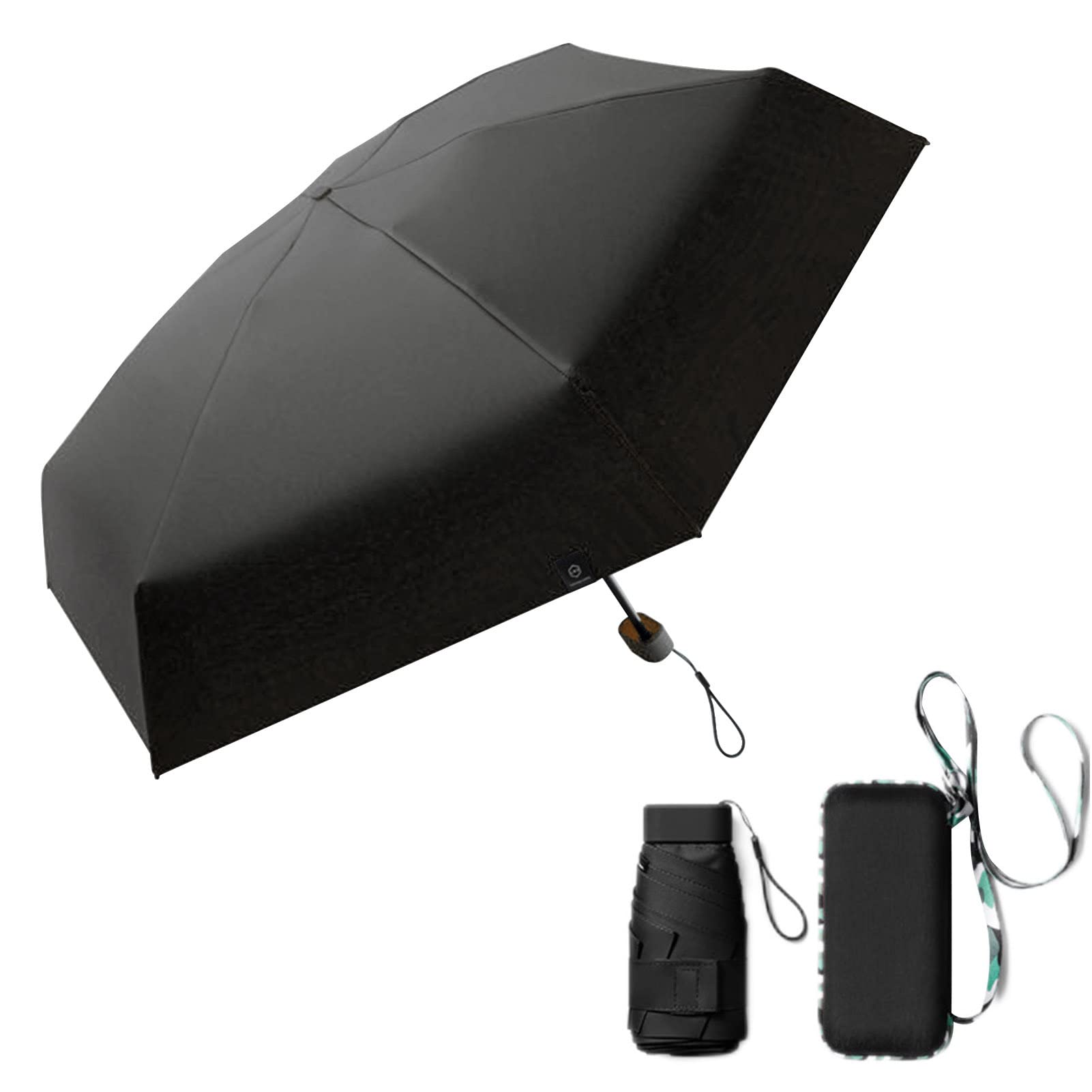 Compact Windproof Travel Umbrella - 6-Rib Reinforced Folding Umbrella for Sun & Rain Protection with Storage Pouch | Perfect for Business Trips, Commuting & Outdoor Adventures