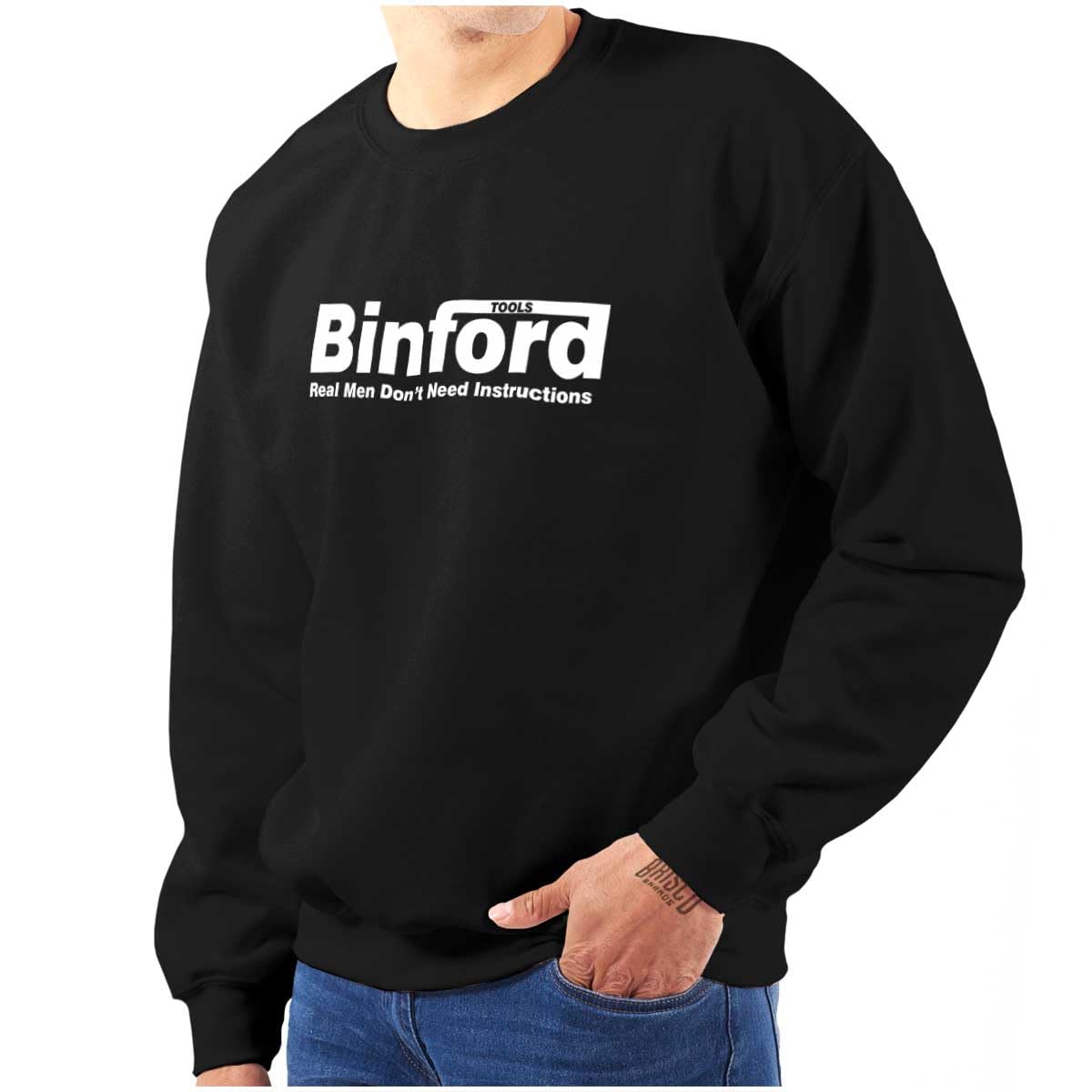 Brisco Brands Binford Tools Real Men No Instruction Sweatshirt - Unisex Pullover Hoodie for Men & Women | Perfect for DIY Projects, Construction Work & Casual Wear