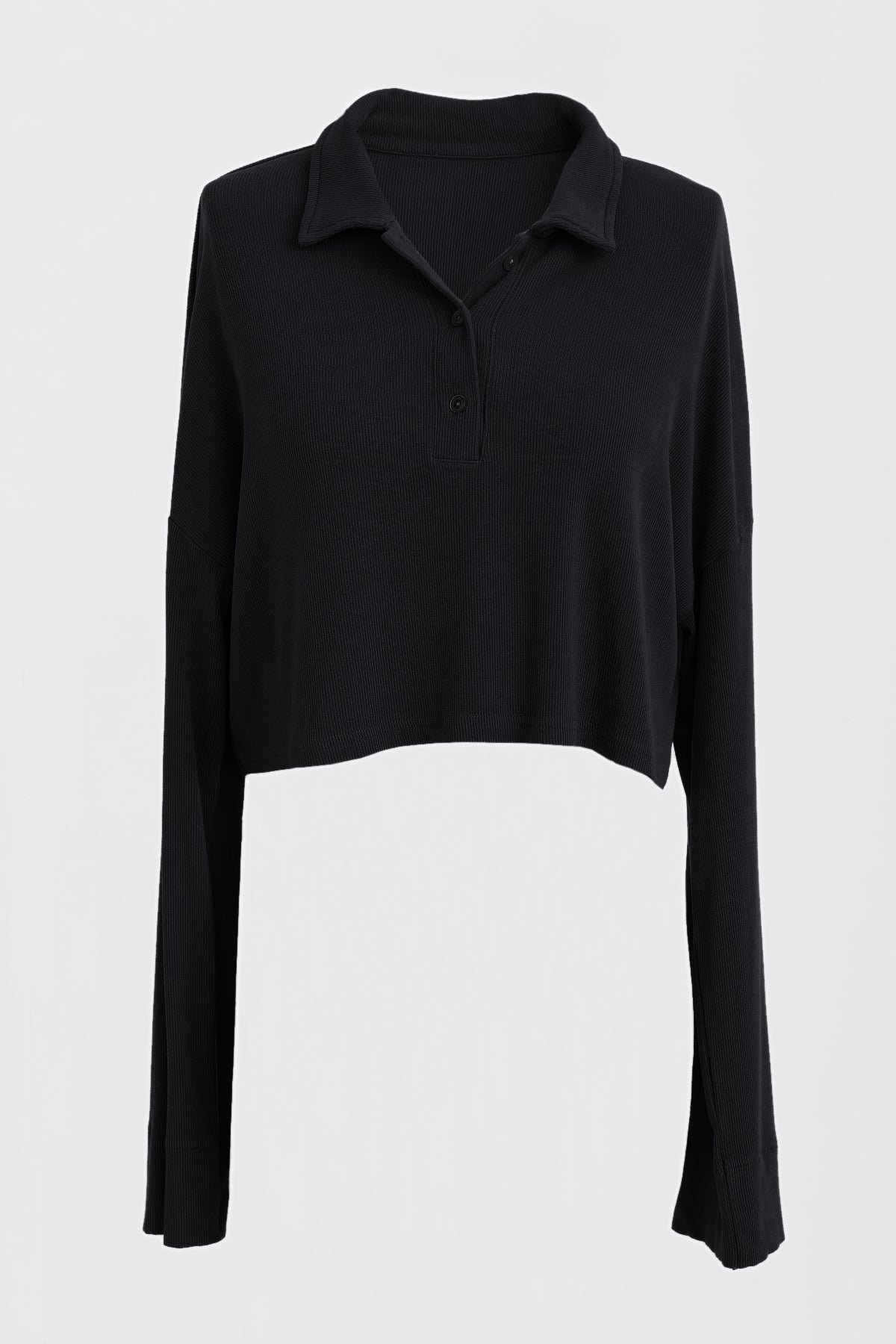 Rory Oversized Crop Top for Women - Trendy Jet Black Casual Shirt - Perfect for Streetwear, Layering & Everyday Outfits