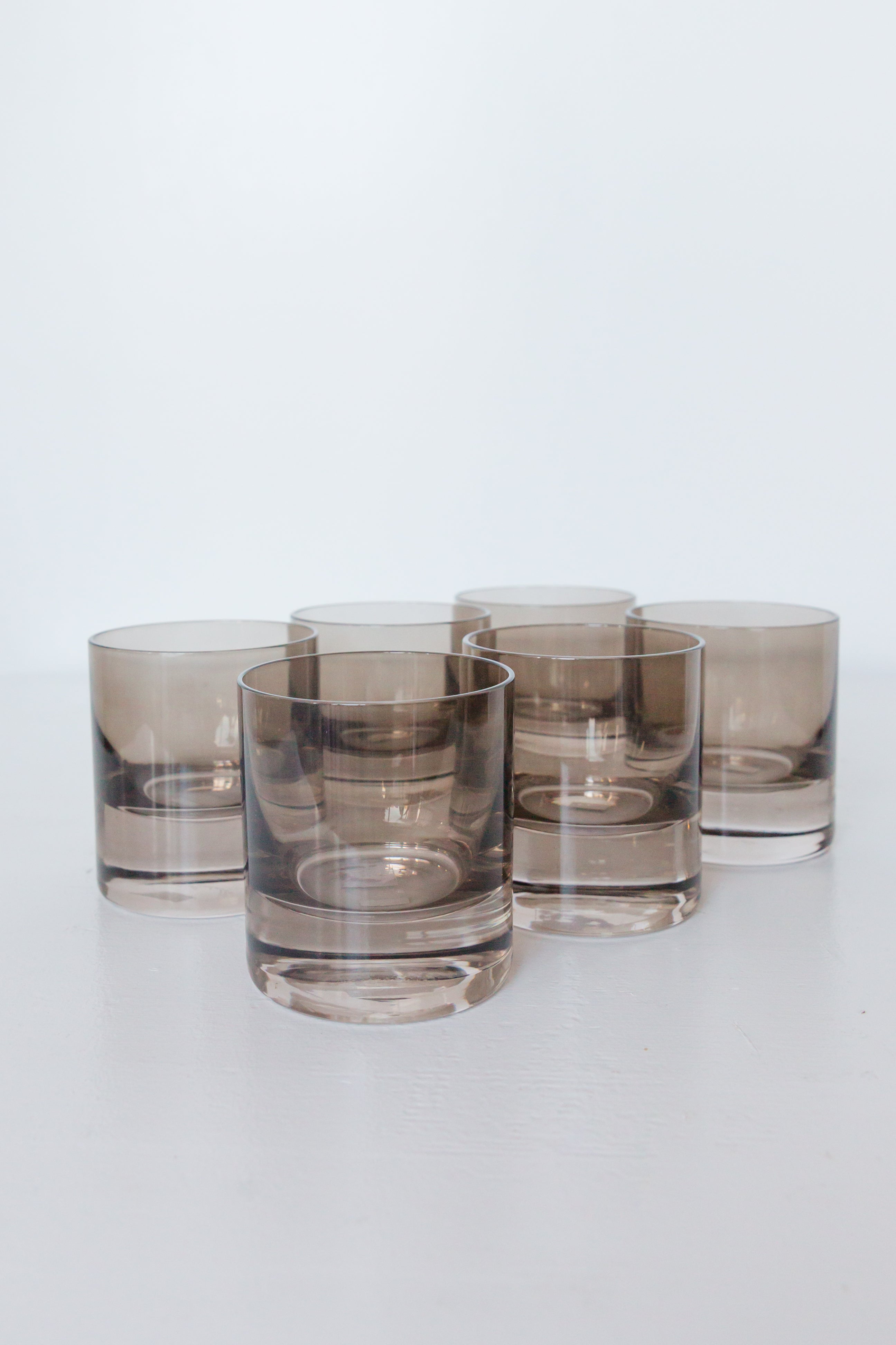 Estelle Colored Rocks Glass Set of 6 - Gray Smoke Whiskey Glasses for Cocktails, Bourbon & Scotch | Elegant Barware for Home Entertaining & Gifts