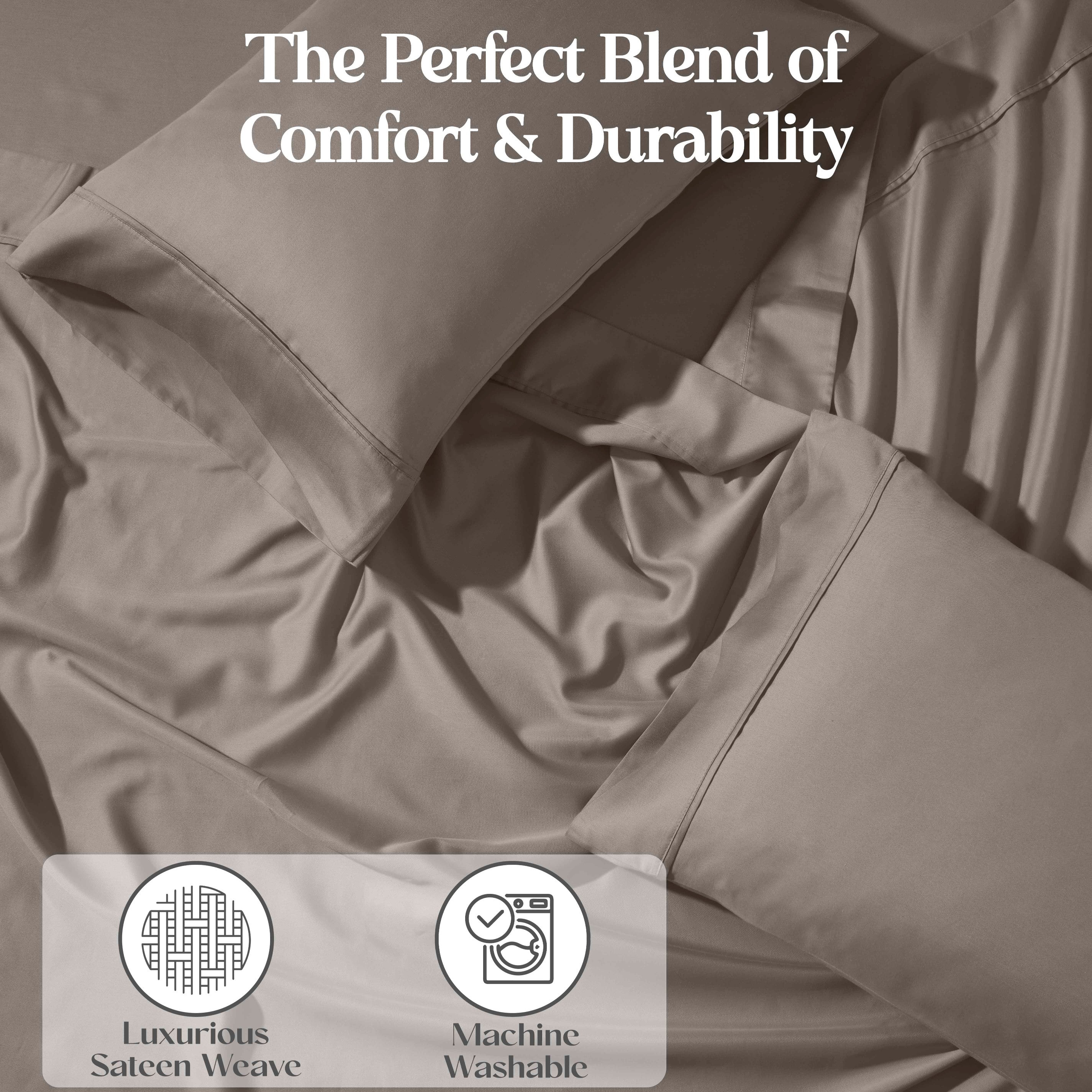 1200 Thread Count Cotton Rich Solid Deep Pocket Bed Sheet Set - Queen Size, Ultra Soft & Breathable - Perfect for Luxury Hotels, Guest Rooms & Master Bedrooms
