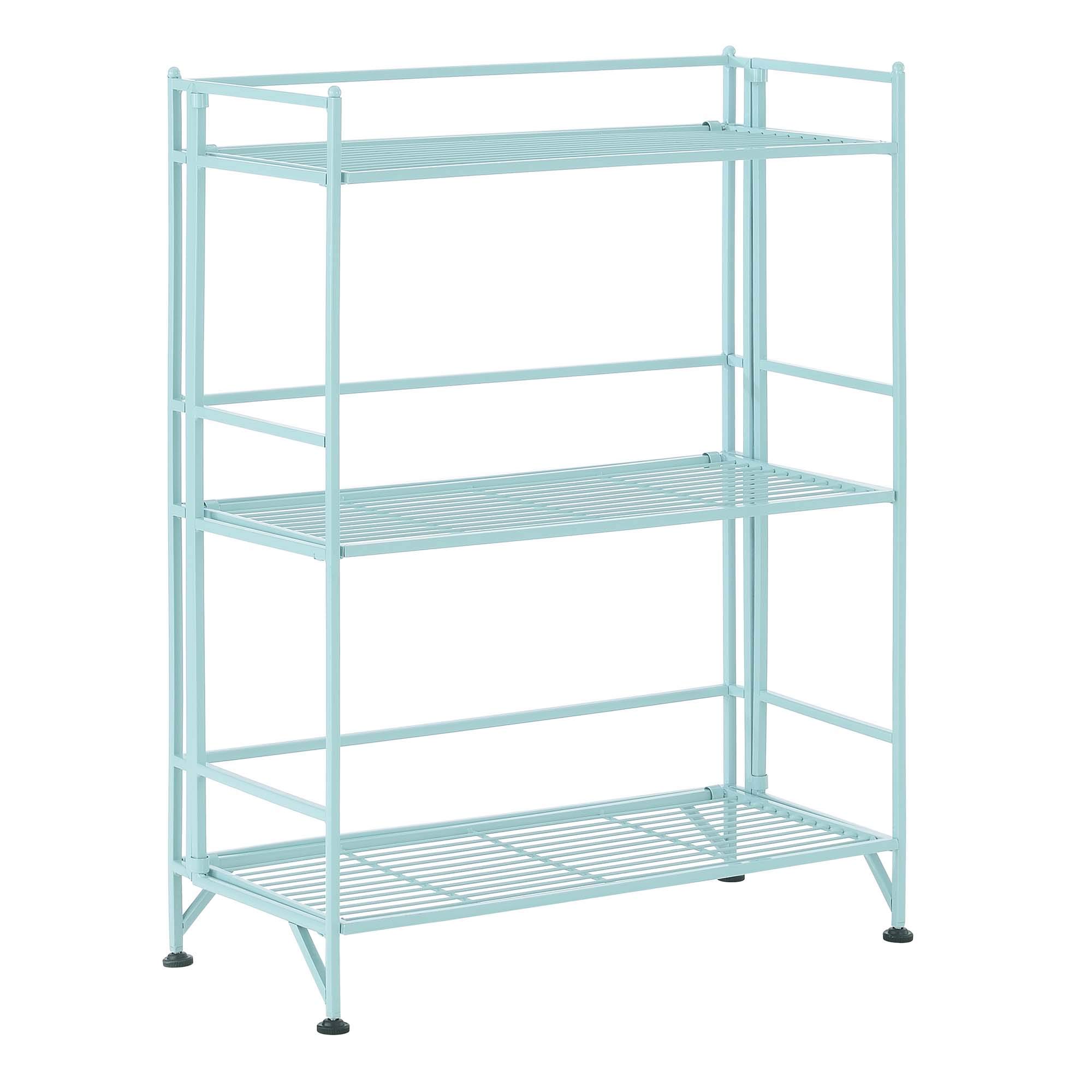 3-Tier Wide Folding Metal Storage Shelves - Space Saving Closet Organizer for Bedroom, Bathroom, Kitchen & Garage | Heavy Duty Xtra Storage Shelves by Convenience Concepts | Perfect for Home Organization, Laundry Room & Office Storage Solutions