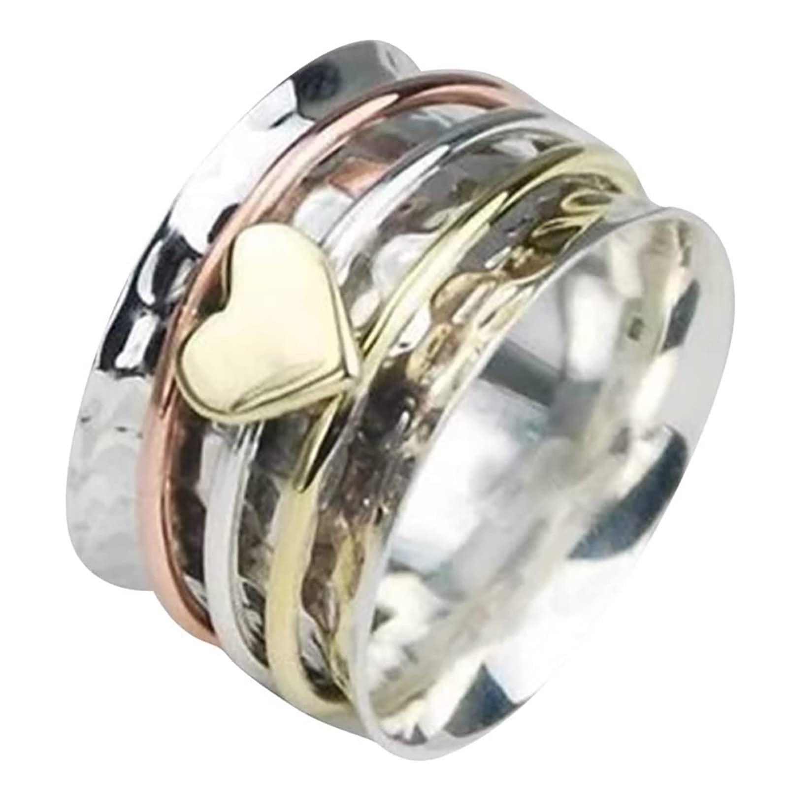 Sterling Silver Self Love Spinner Heart Ring - Anxiety Relief & Meditation Jewelry for Women, Rotatable Fidget Ring for Stress Relief, Perfect Wedding Gift for Her (Size 11) - Great for Anxiety Management, Mindfulness Practice & Everyday Wear