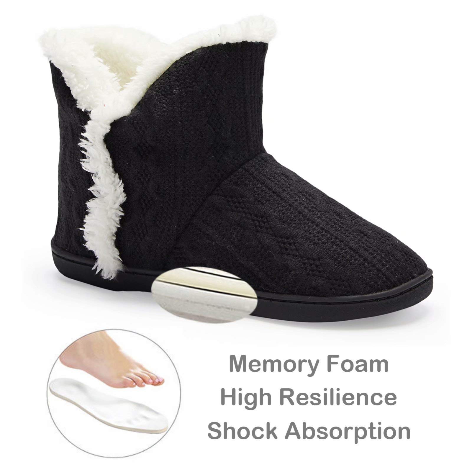 TUOBUQU Women's Cozy Fluffy Plush Bootie Slippers - Indoor/Outdoor Winter House Shoes for Warmth & Comfort - Perfect for Home, Office, and Cold Weather Wear