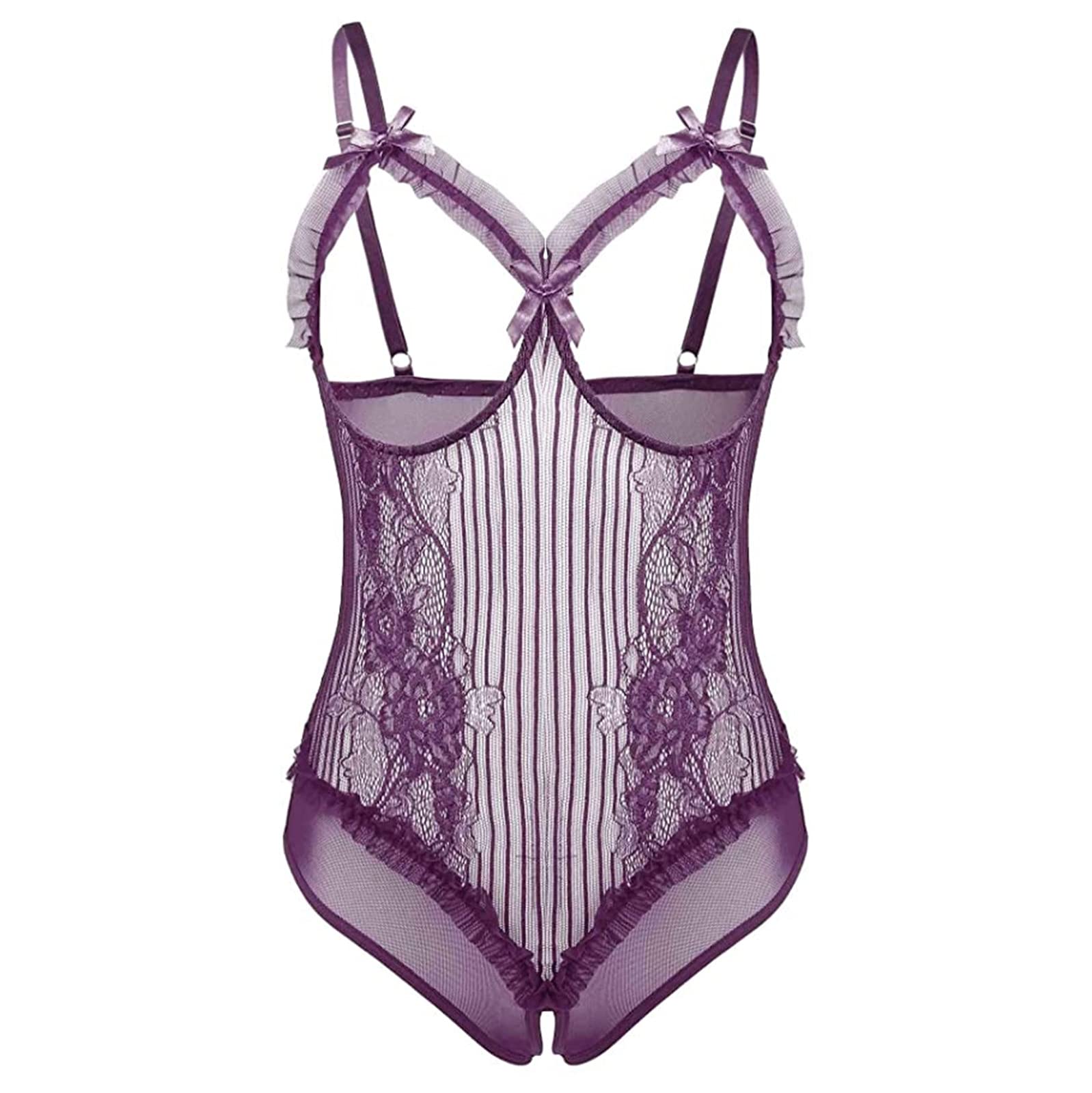 Sexy Lace Teddy Bodysuit for Women - Deep V Neck One Piece Lingerie Set, Naughty Babydoll for Romantic Nights & Special Occasions | Perfect for Valentine's Day, Honeymoon & Boudoir Photography
