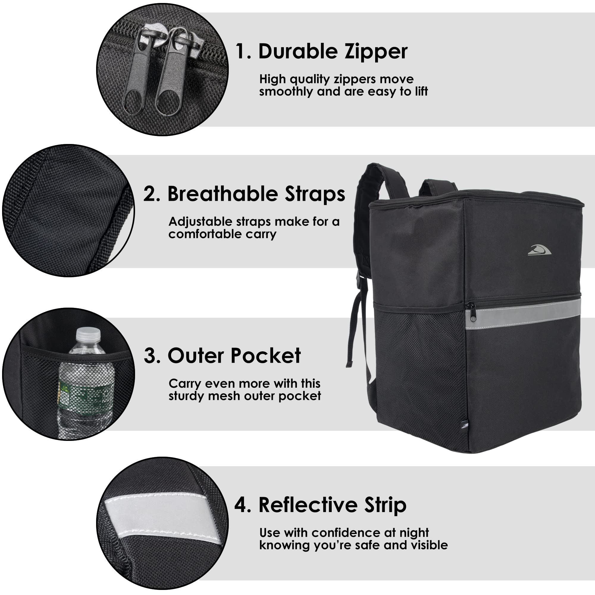 Insulated Food Delivery Backpack with Cup Holders - Perfect for Groceries & Dashers