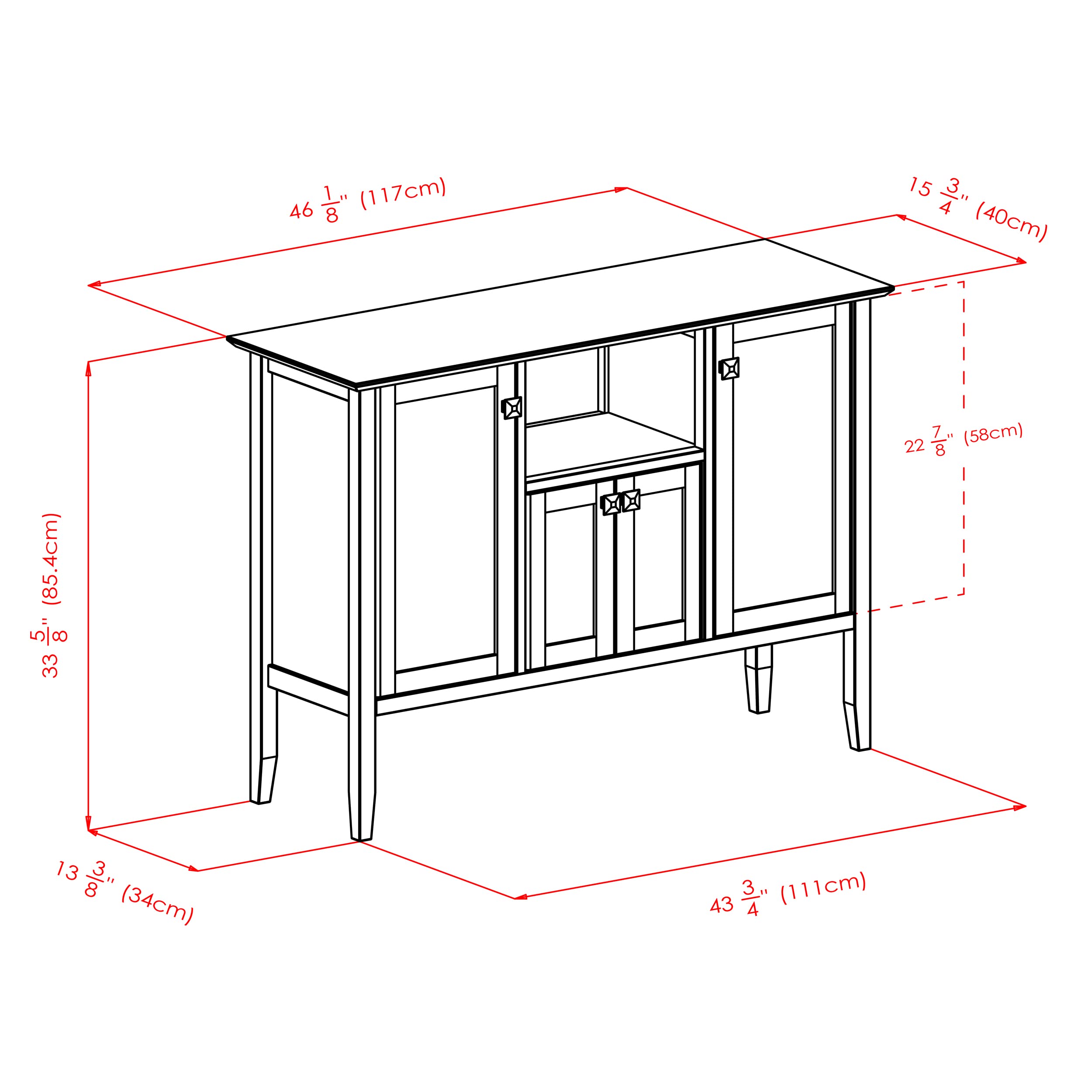 Winsome Wood Melba Buffet Coffee Table - Modern Side Table with Storage Shelf for Living Room, Bedroom & Office - Stylish & Functional Home Decor Furniture