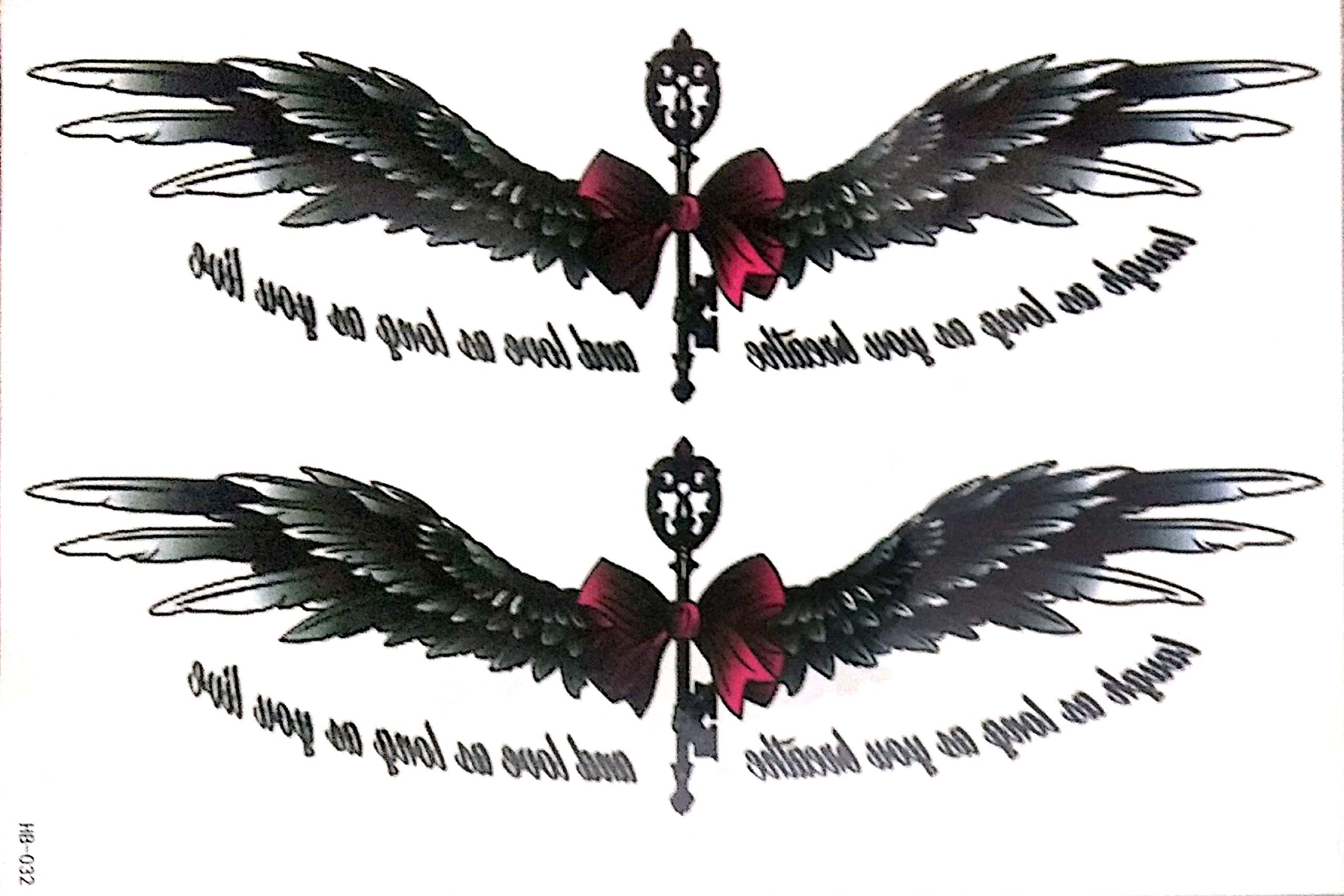 Waterproof Temporary Tattoo Stickers for Men & Women - 3D Realistic Flowers, Butterflies, Stars, Angels, Wolves & Armband Designs (21x15cm) | Perfect for Parties, Festivals, Cosplay & Body Art | HB-032