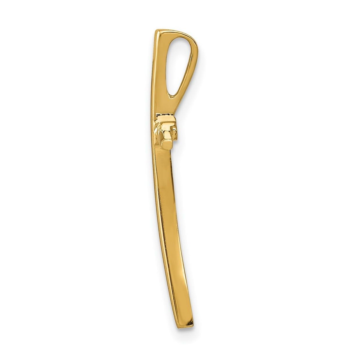 14K Yellow Gold Solid Polished Hidden Bail Curved Cross Pendant Necklace for Women - Religious Faith Jewelry Gift - 17.3x26.7mm with Chain - Perfect for Church, Weddings & Daily Wear