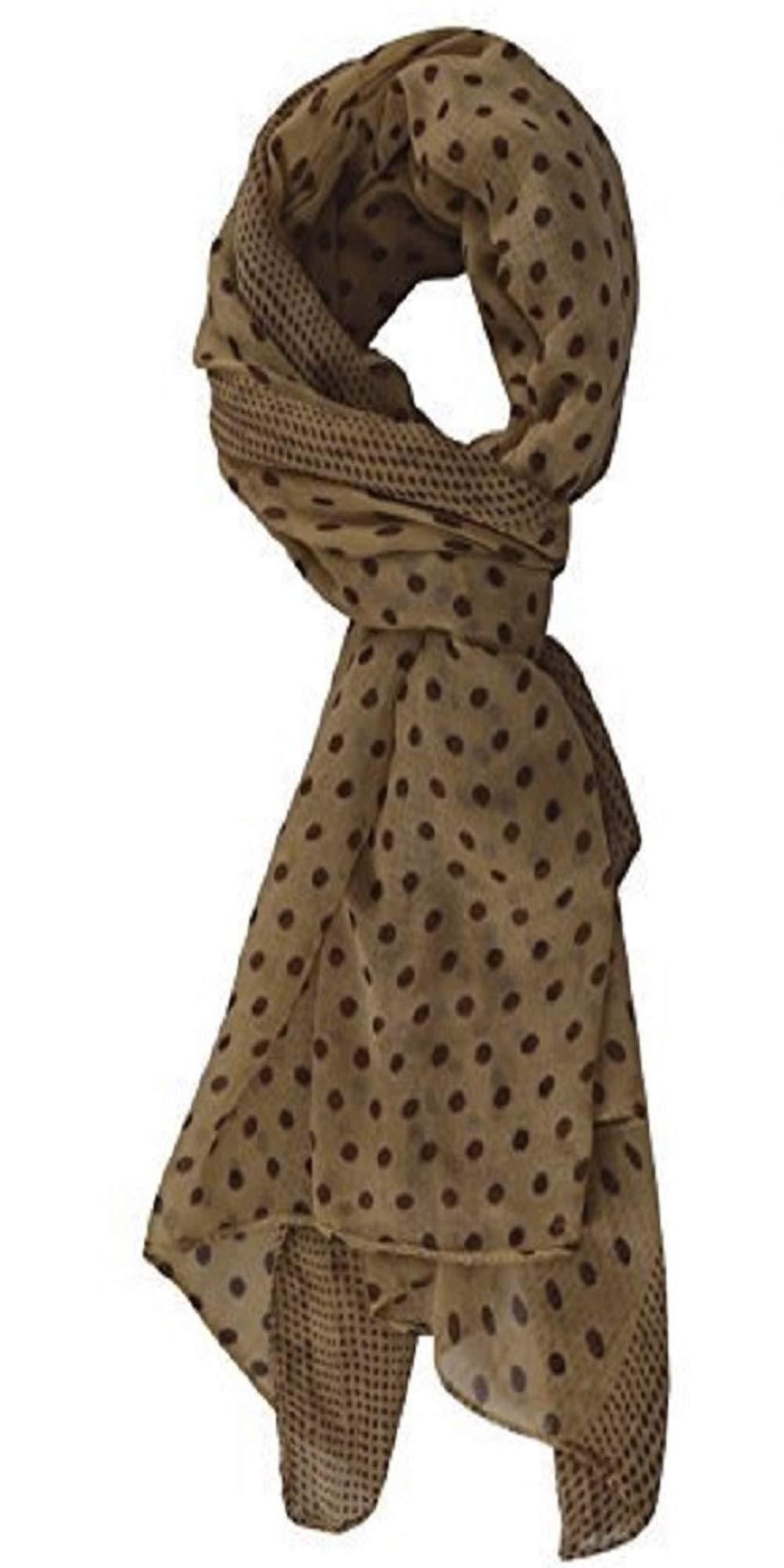 Stylish Tan/Brown Peach Couture Lightweight Sheer Polka Dot Scarf Shawl Wrap - Perfect for Women's Fashion Accessories, Office Wear, and Evening Outfits